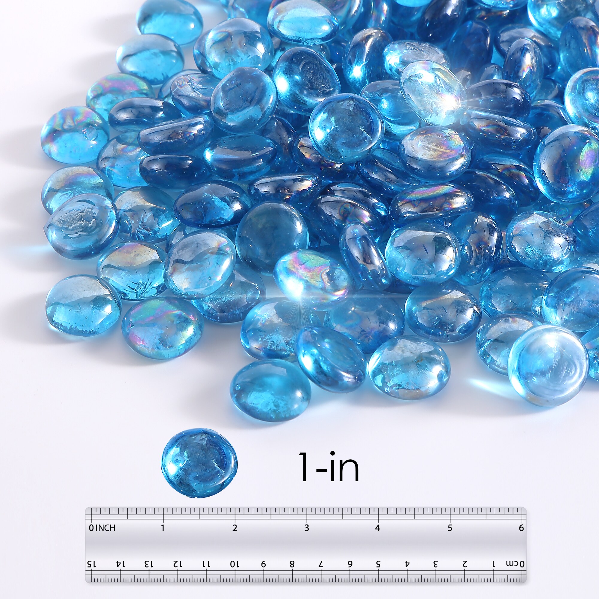 Empava 10 lbs. 1.0-in Caribbean Blue Water Drop Shaped Beads Reflective ...