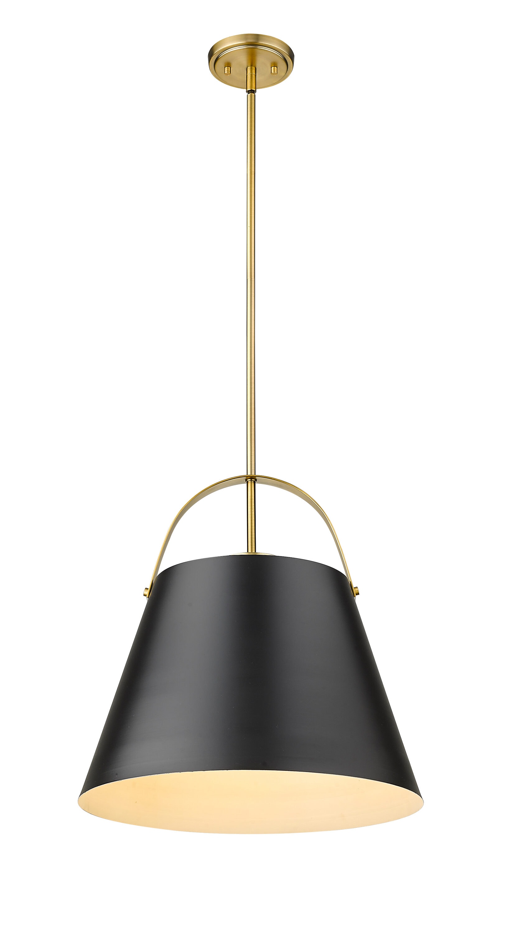 18" Matte Black and Heritage Brass Steel Pendant Light