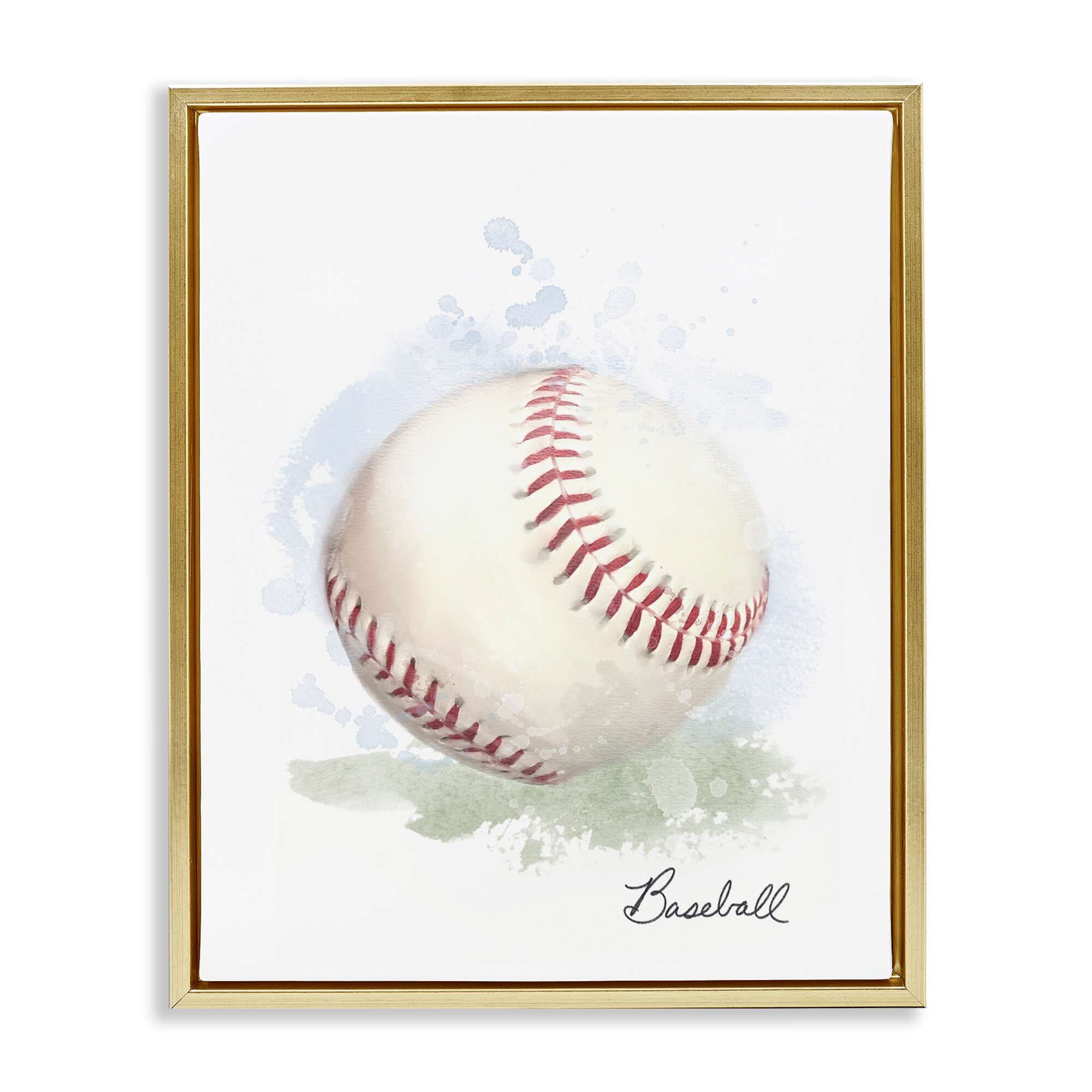 Stupell Industries BS-092-FFG-24X30 Soft Pastel Baseball Floating Frame design by Matthew Piotrowicz