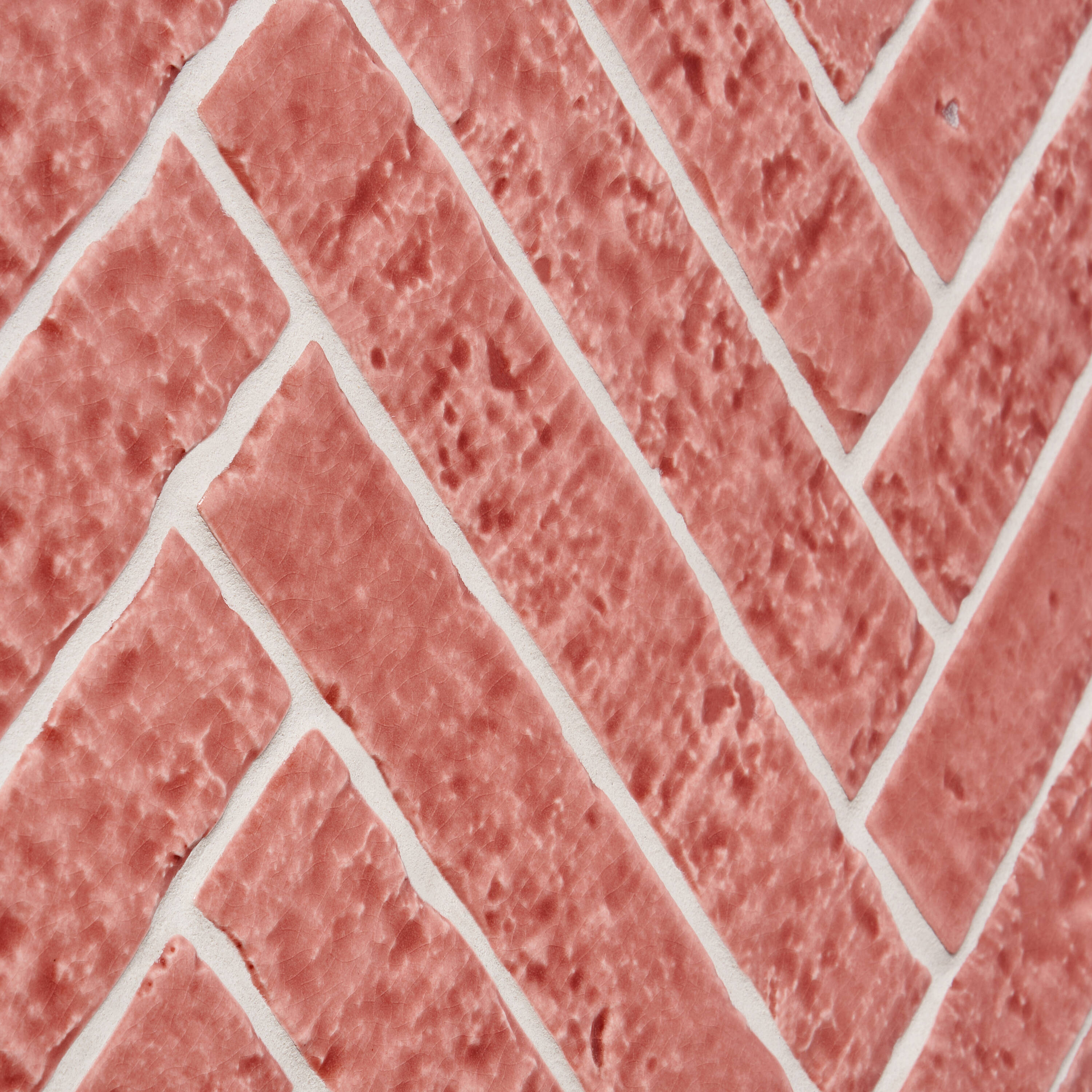 Virtuo Pink Crackled Ceramic Subway Wall Tile 2x10