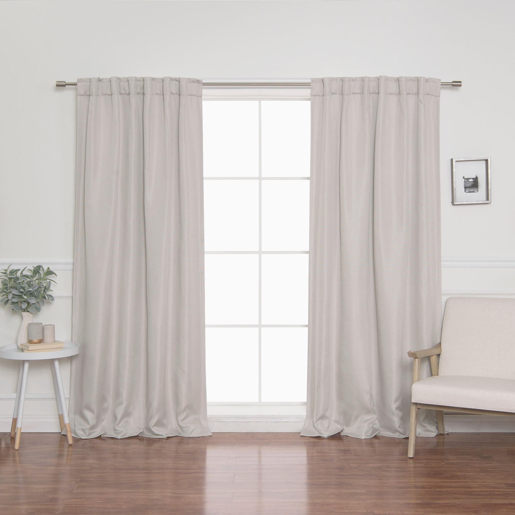 Best Home Fashion JC-06-BAK-84-BEIGE 84-Inches Beige Blackout Back tab Curtain panel pair