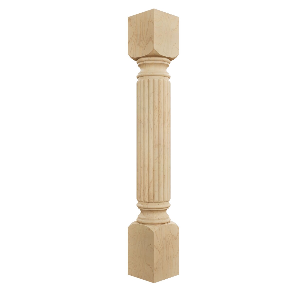Ekena Millwork COL05X05X35RAMA Raymond Reeded Cabinet Column 3-ft x 5-in Unfinished Maple Wood Square Column