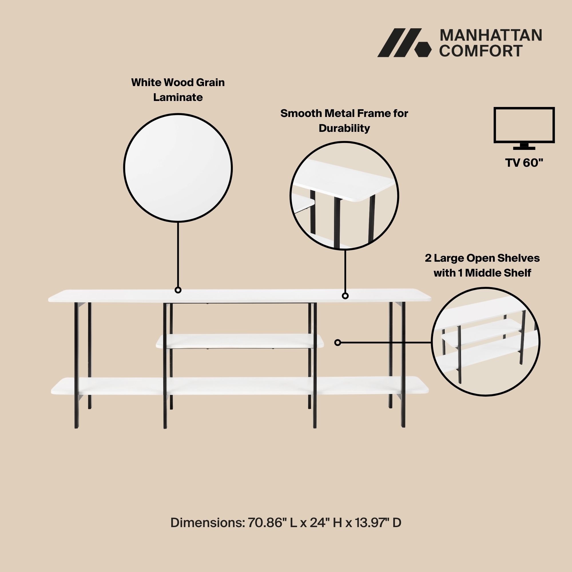 Manhattan Comfort 25570-WH Console-Sofa-Tables - View #4