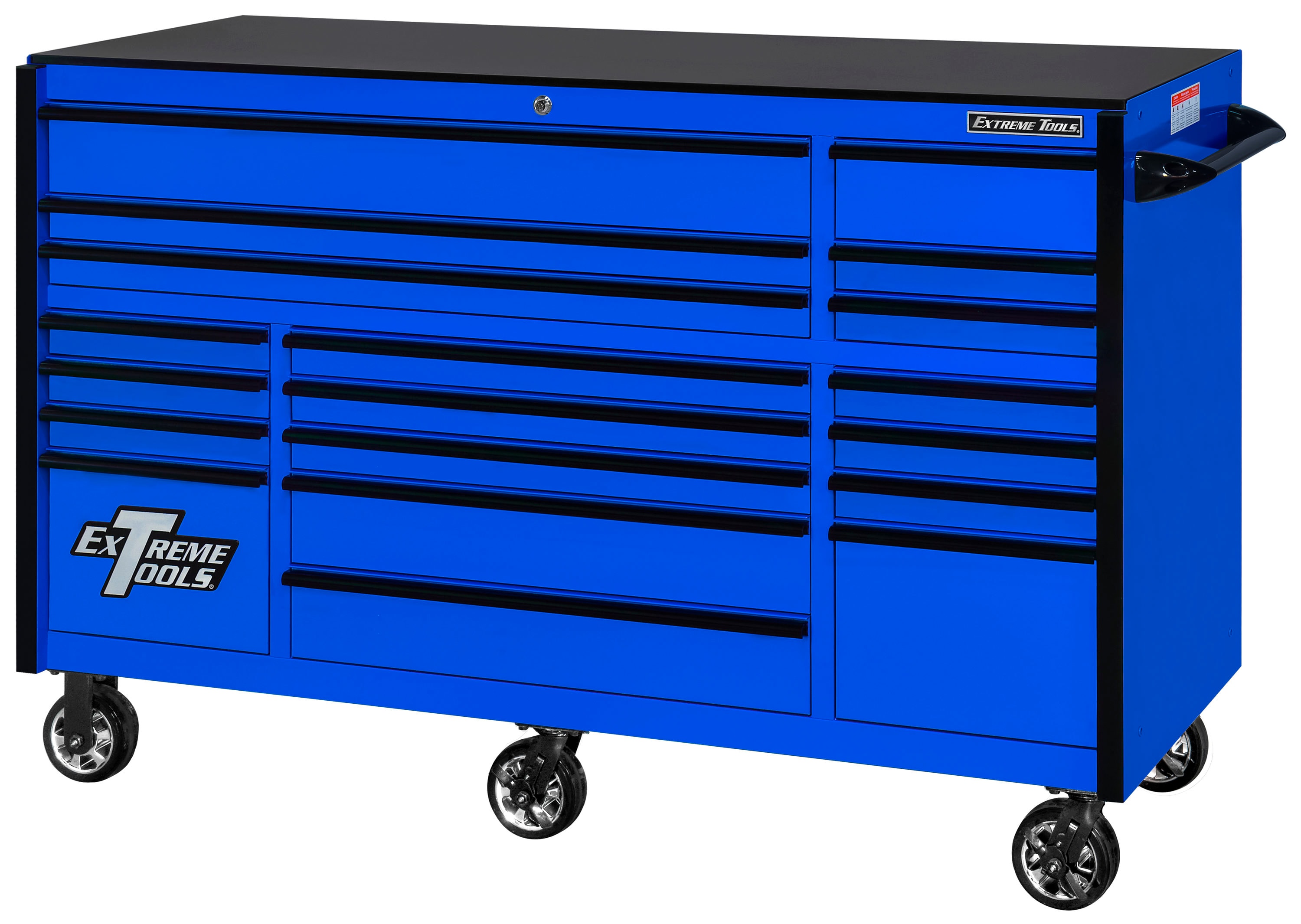 een experiment doen Voorlopige naam bron Extreme Tools RX 72-in W x 47-in H 19-Drawer Steel Rolling Tool Cabinet  (Blue) in the Bottom Tool Cabinets department at Lowes.com