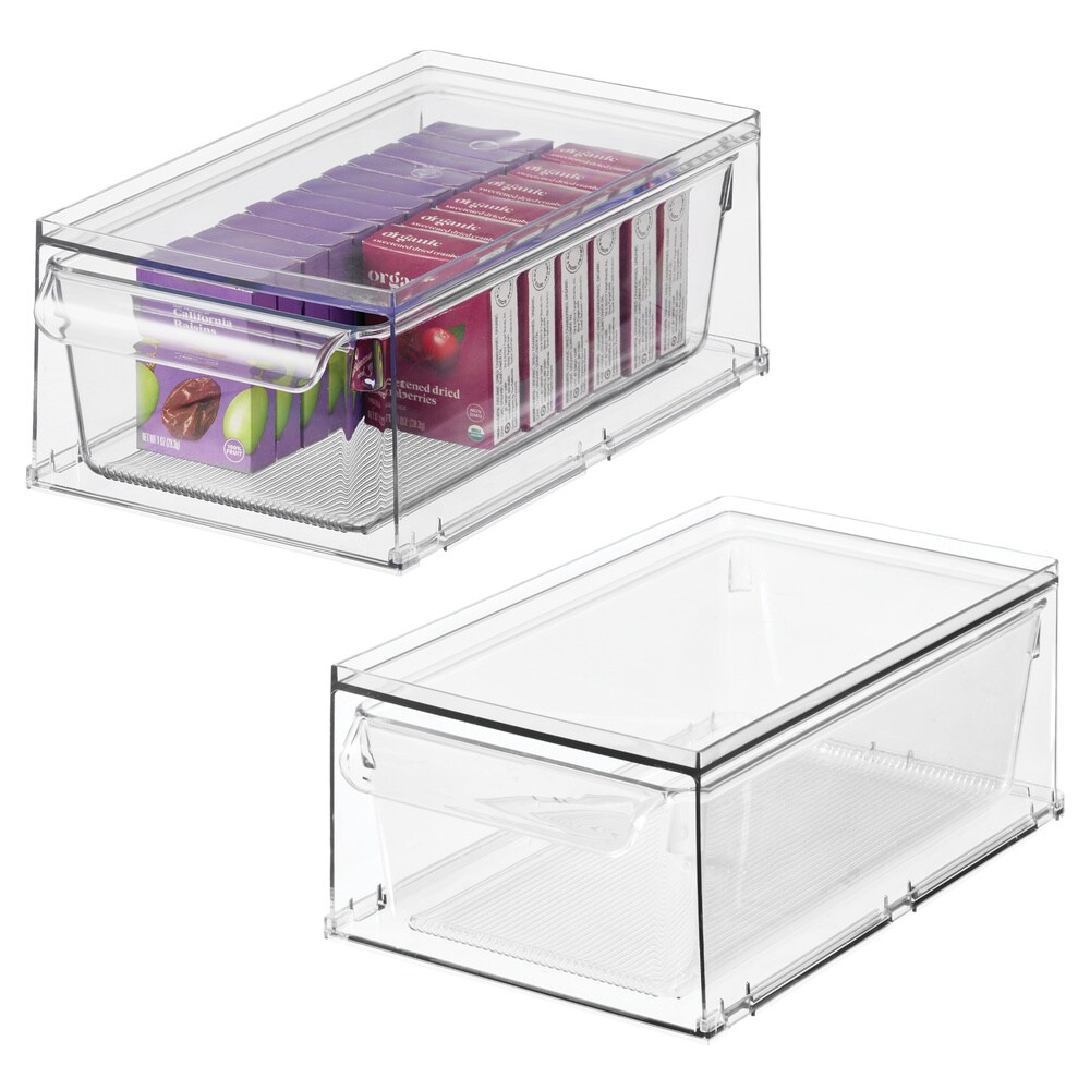iDesign 28303M2 Stackable Kitchen Storage Drawer - Set of 2 - Clear