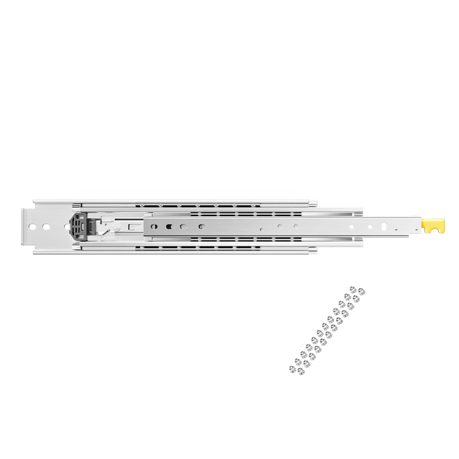 Mecale Heavy Duty Locking Drawer Slides 500-lb Capacity 3-Fold Full Extension Side Mount Ball Bearing