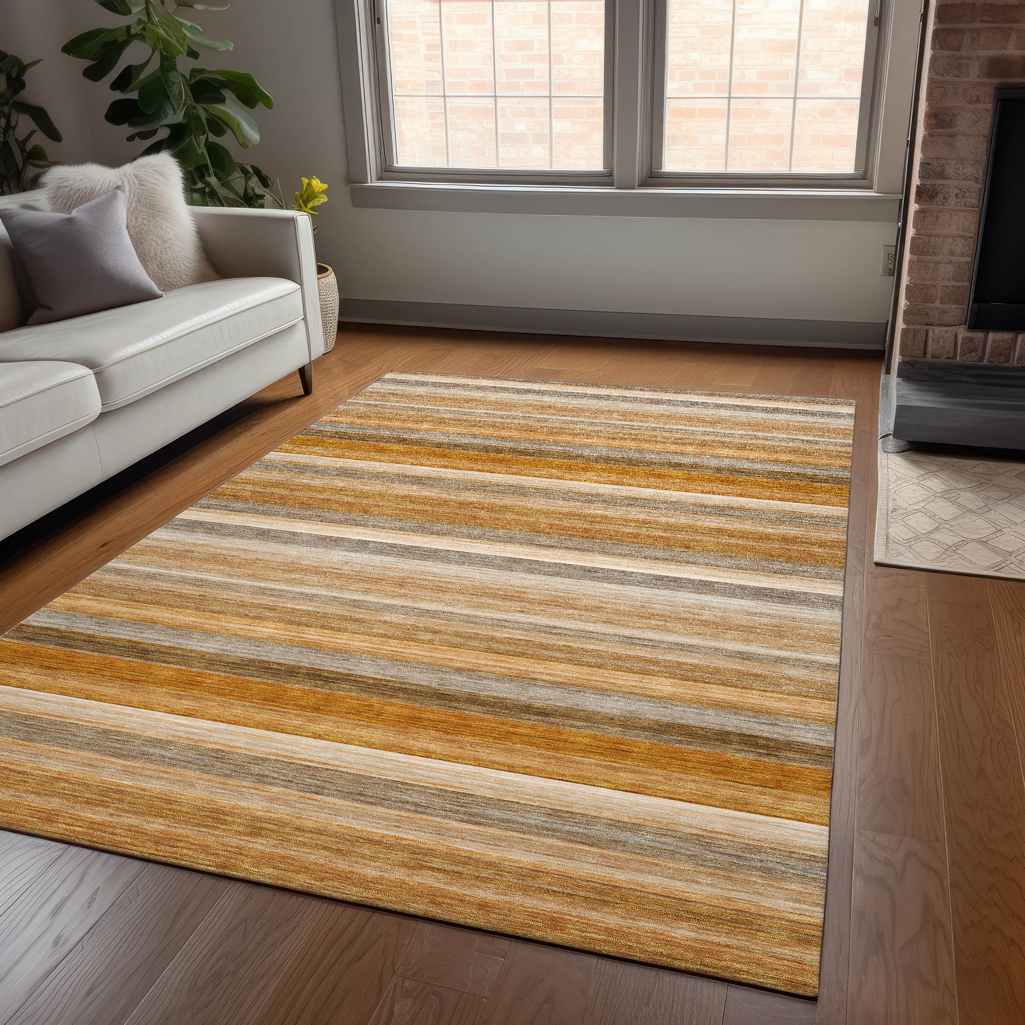 Addison Rugs ACN535PK10X14 Chantille 10 x 14 (ft) Polyester Paprika Rectangular Indoor/Outdoor Stripe Machine washable Area rug