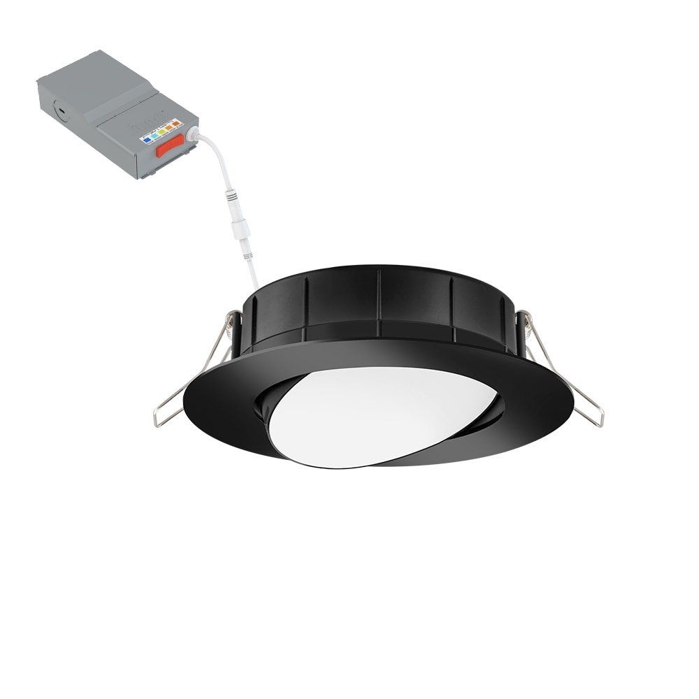 Juno Matte Black 4-in 720-Lumen Switchable White Round Dimmable LED ...