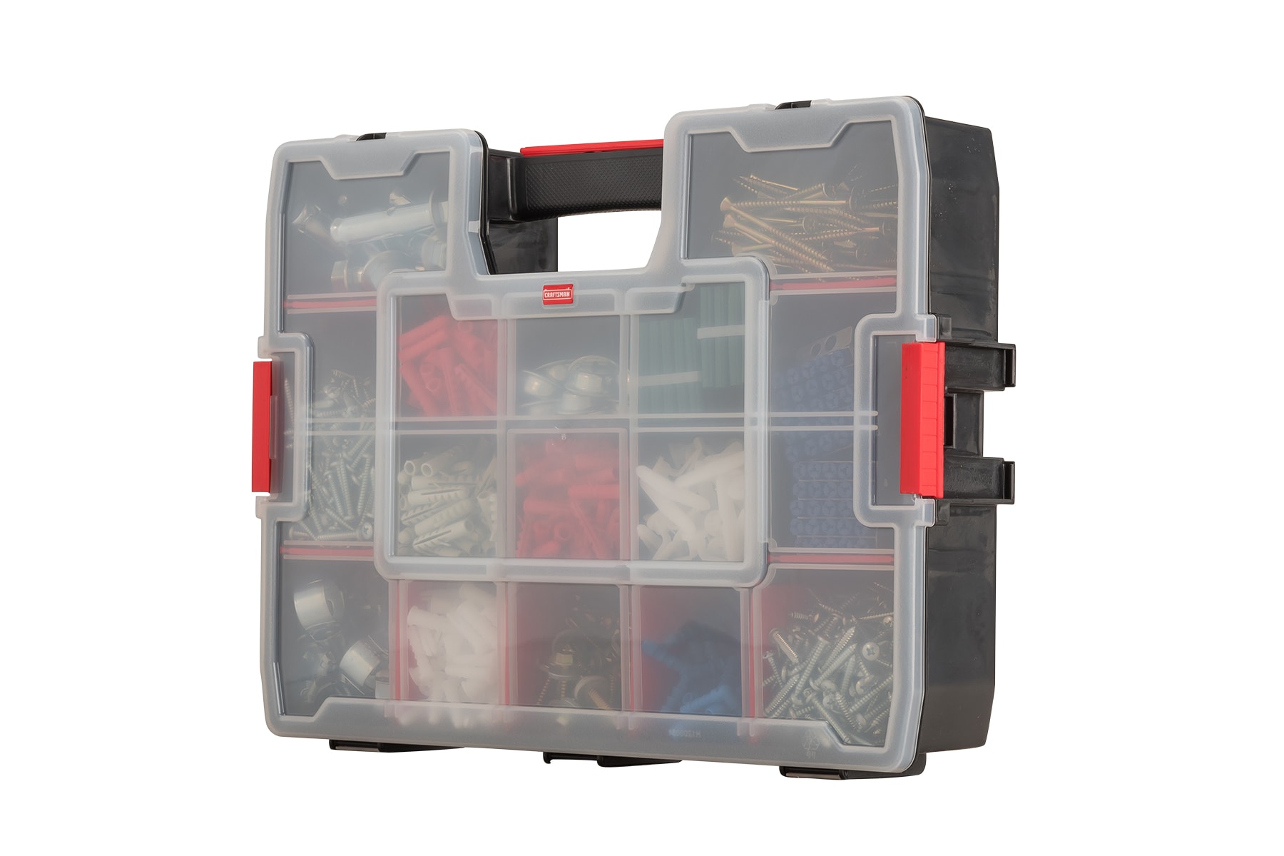 15-Compartment Interlocking Small Parts Organizer Shelf Rails by