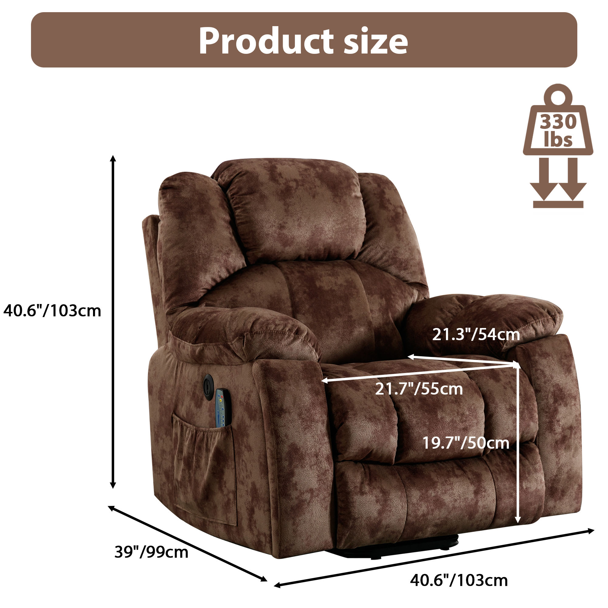 Bestier USLOW-L500403F-BROW recliners - View #8