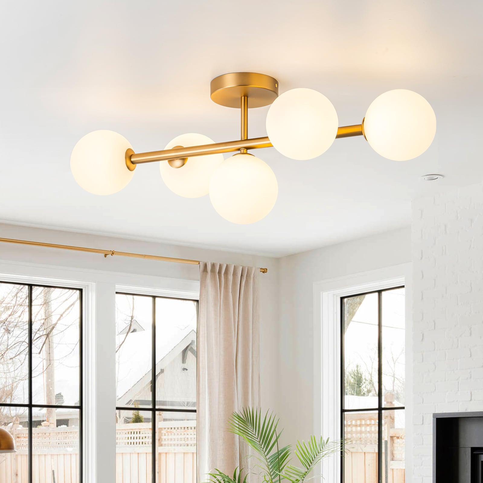 EDISLIVE Y81010000060178 5 -Light 26.4-in Gold Semi Flush Mount Light