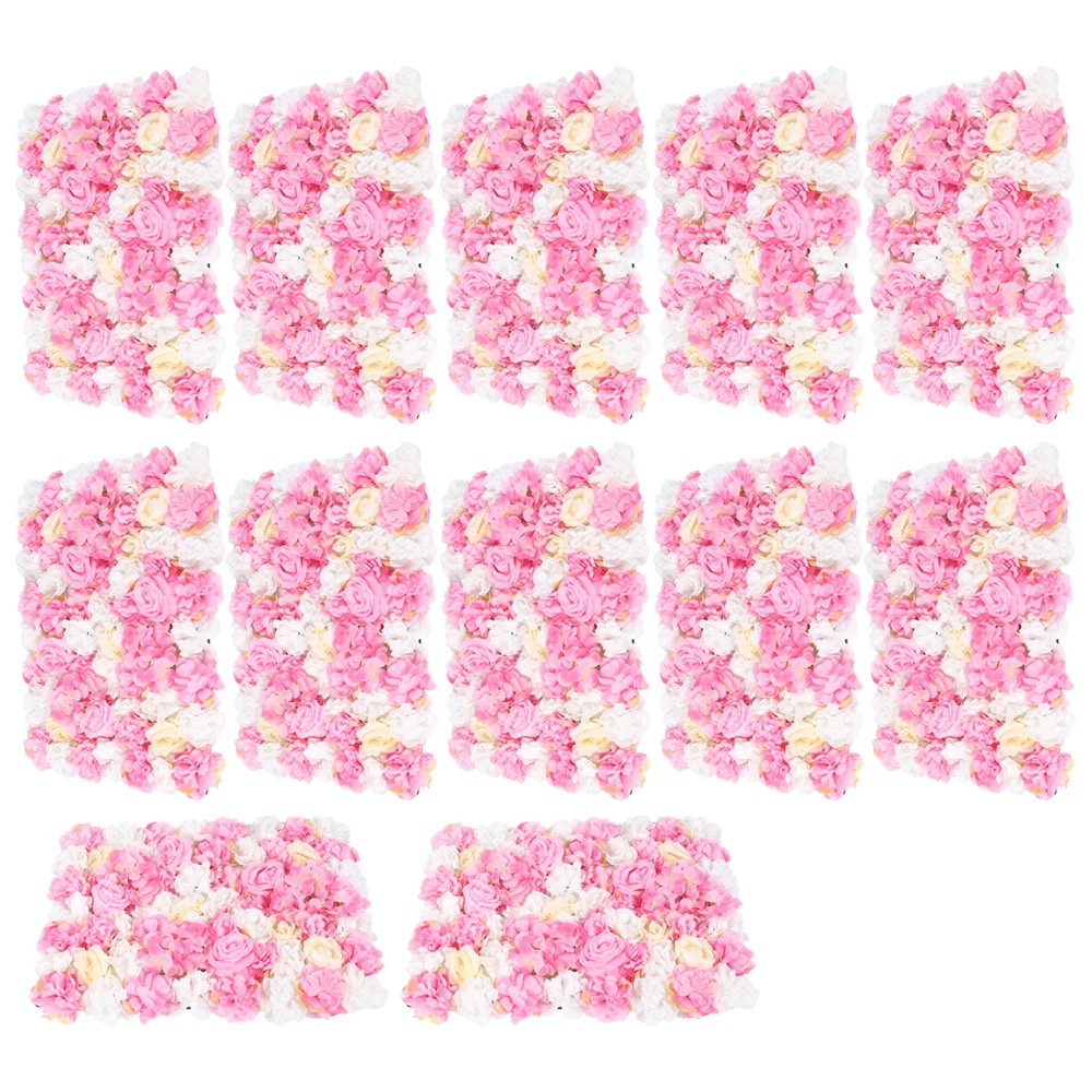 CNCEST OT-ZJGJ-4219 23.62-Inches W x 15.74-Inches H 12 pcs Pink -White Flower Wall Silk Flower Wall For Wedding Rose Garden Trellis