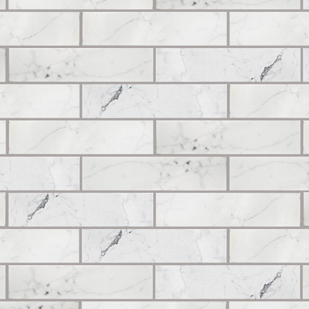 Affinity Tile S1WEQC12G Sample- Classico Carrara Glossy 3-in x 12-in Glossy Ceramic Subway Wall Tile
