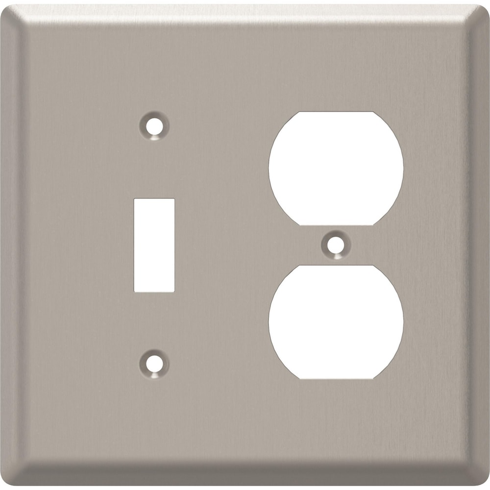 Simple Square 2-Gang Standard Size Satin Nickel Steel Indoor Toggle/Decorator Wall Plate | - Style Selections W45068-SN-CP