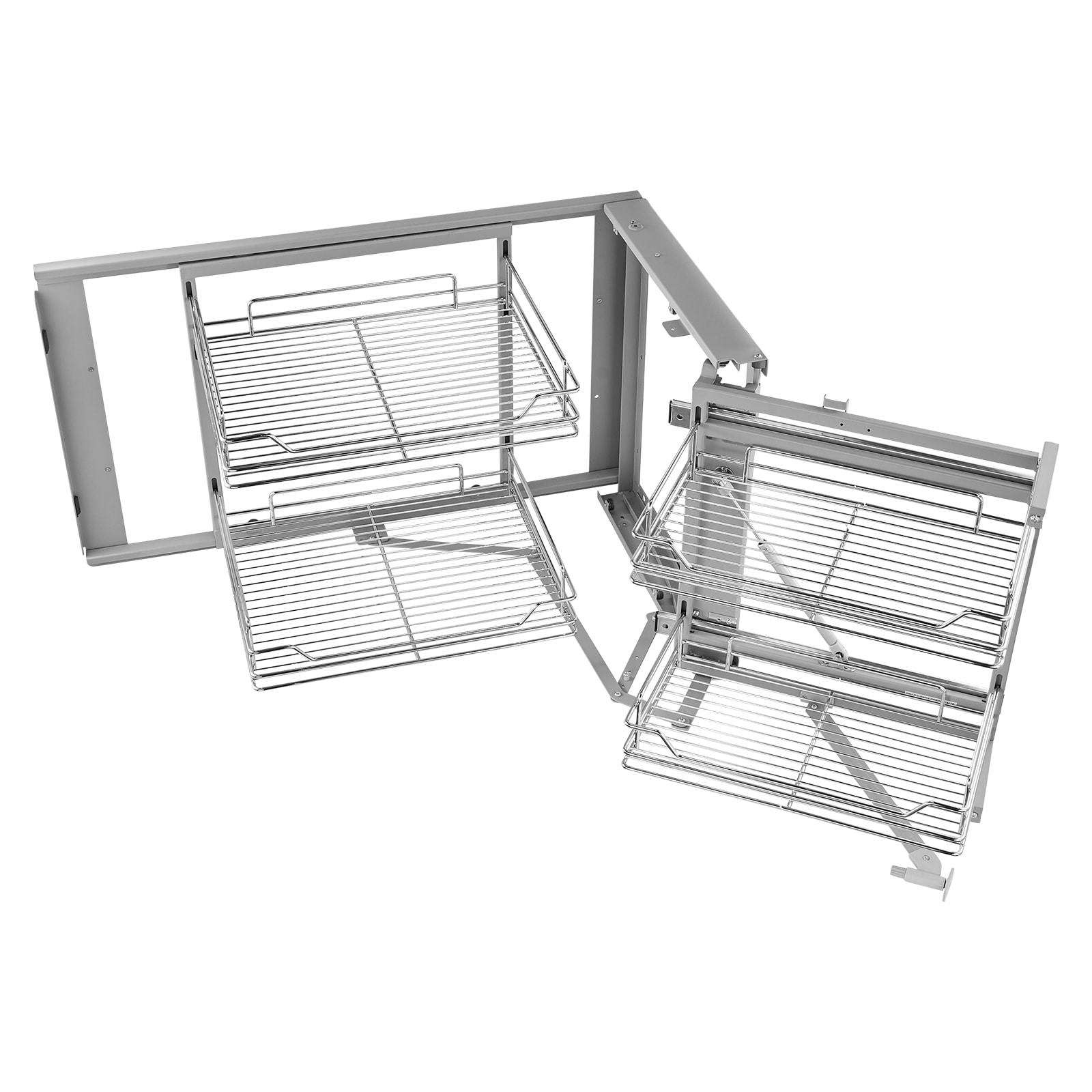 GIVIMO 18-in Blind Corner Pull Out Cabinet Organizer - 2-Tier 4-Shelf Chrome Carbon Steel Kitchen Storage Basket - Slide Out Rack - Left and Right Open Compatible
