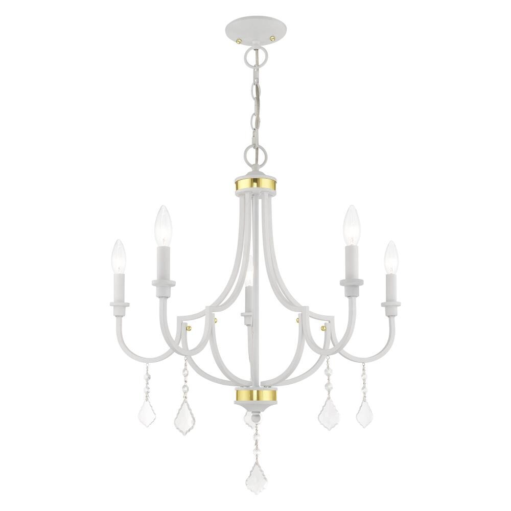 White Mini Crystal 5-Light Candelabra Chandelier
