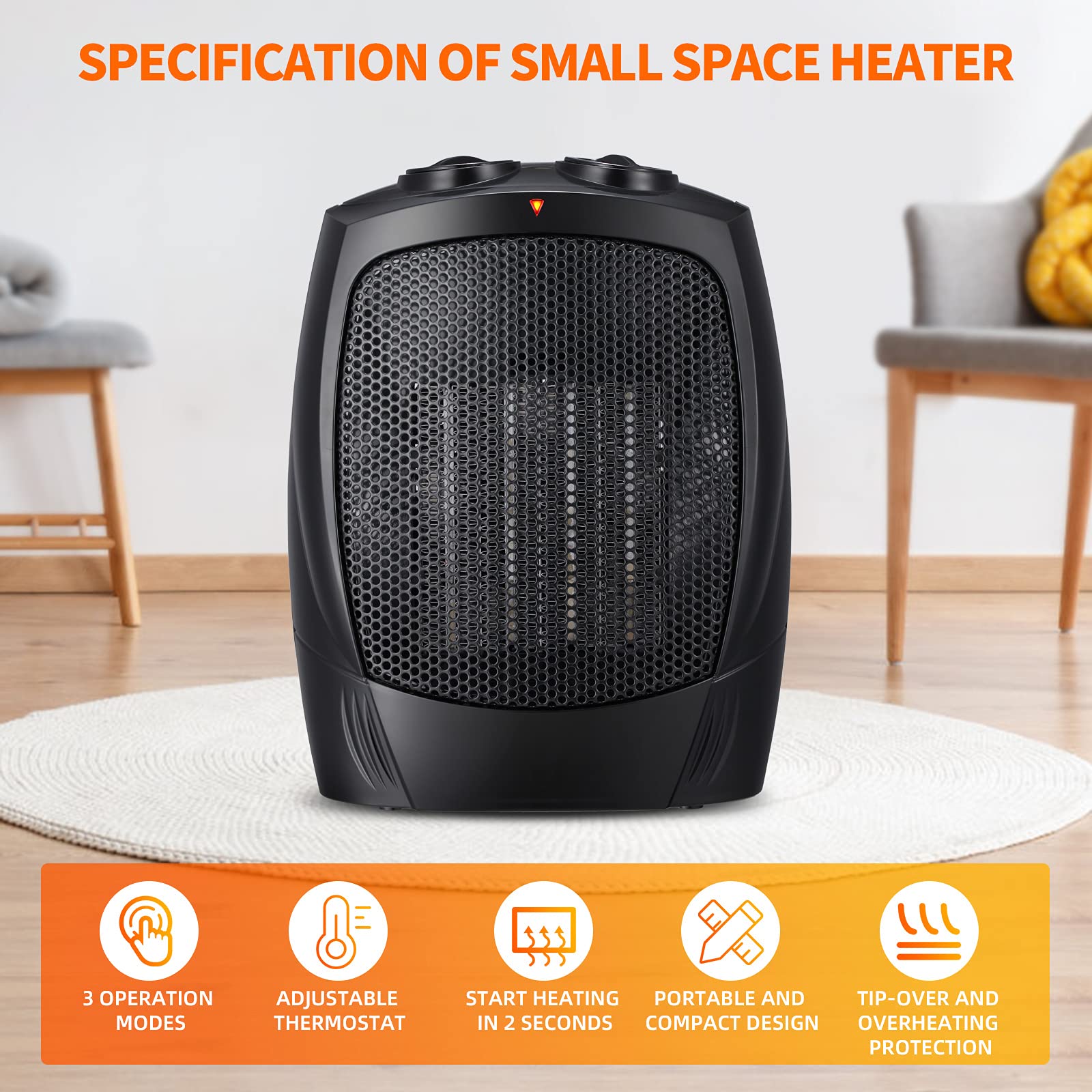 COWSAR LSCE56SPH901BK Portable-Electric-Heat - View #2