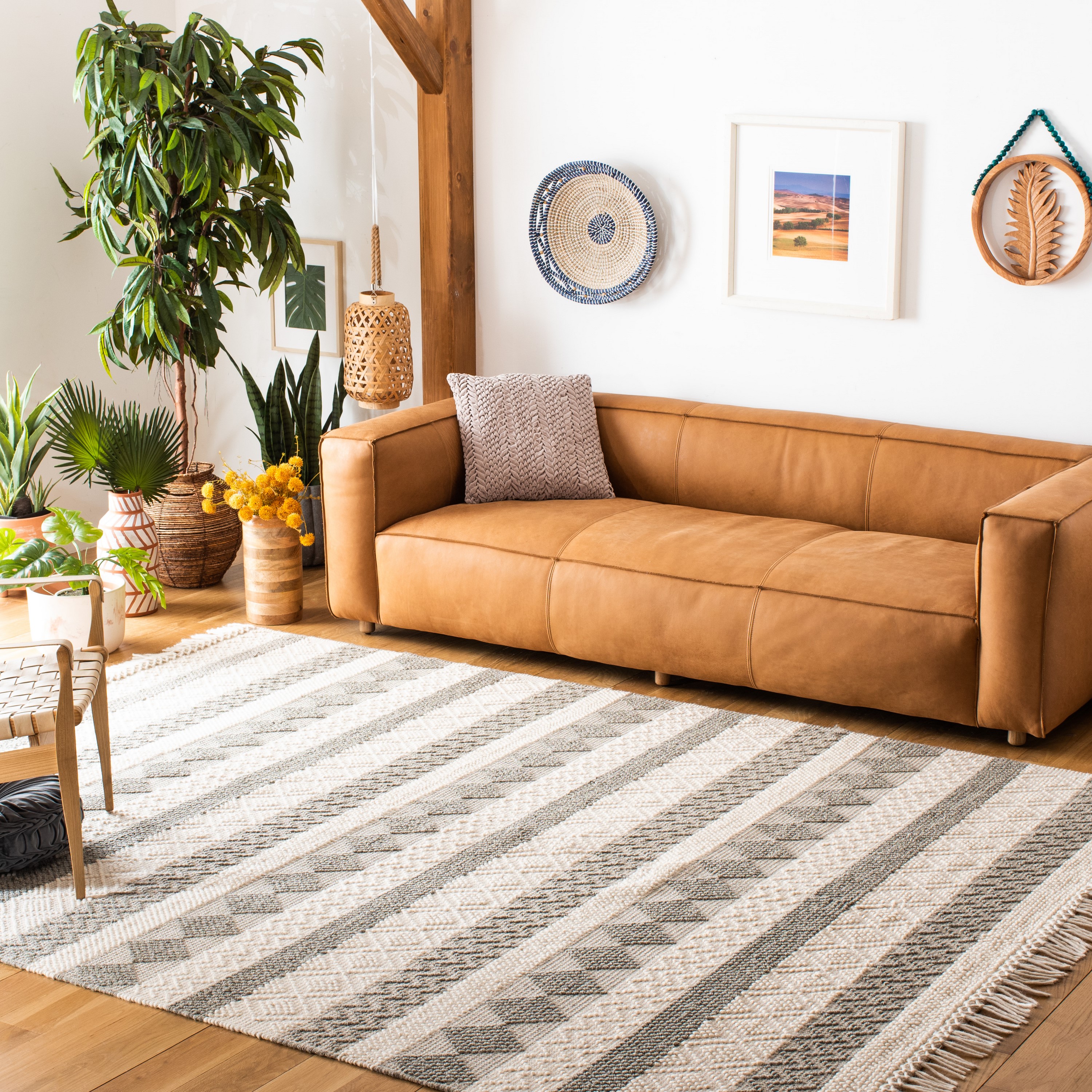 Safavieh NAT851A-8 Natura Walty 8 x 10 (ft) Wool Ivory/Gray Rectangular Indoor Tribal Bohemian/Eclectic Area rug