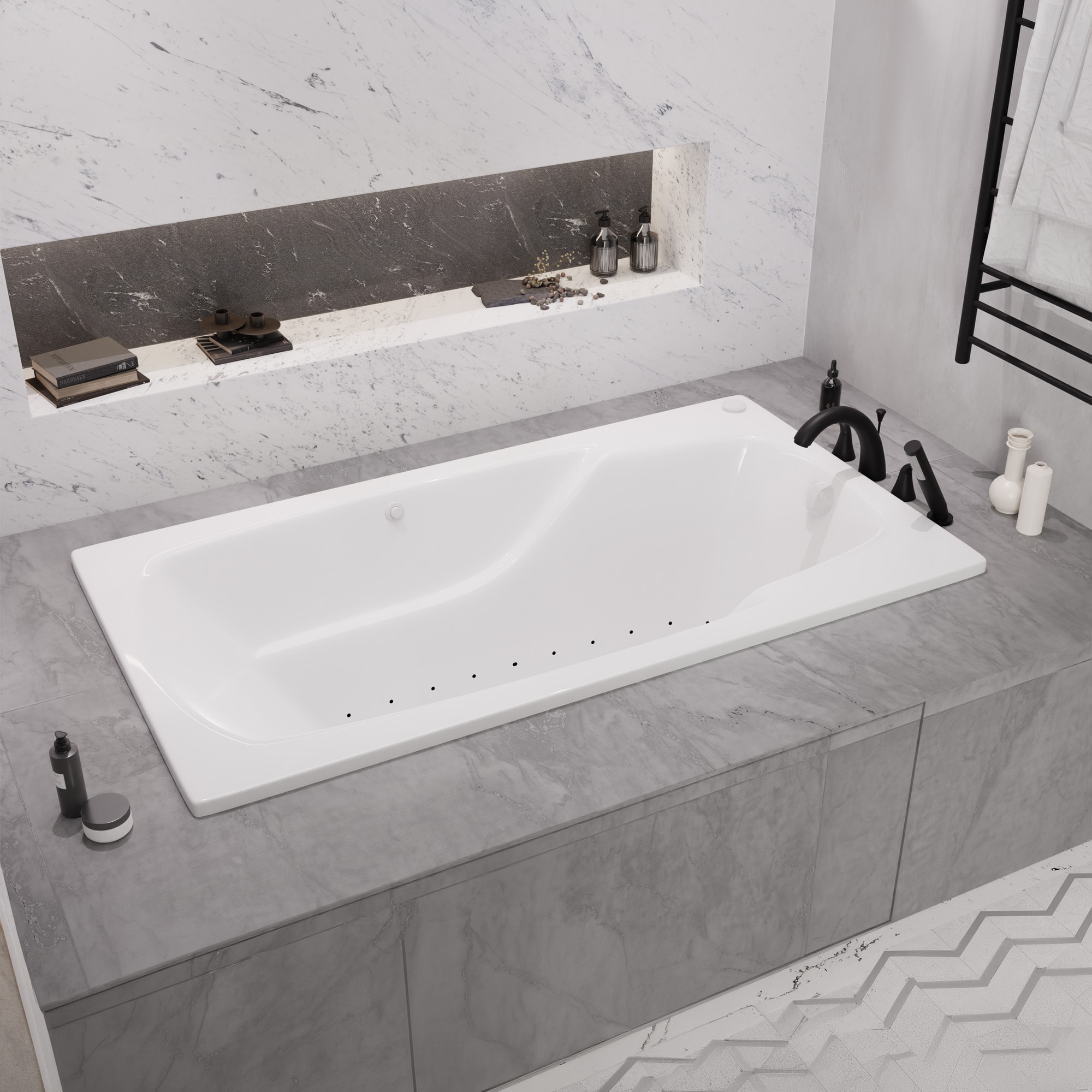 Endurance Falcon 35.5-in x 58.5-in White Acrylic Rectangle Drop-in Air Bath ( Right Drain )