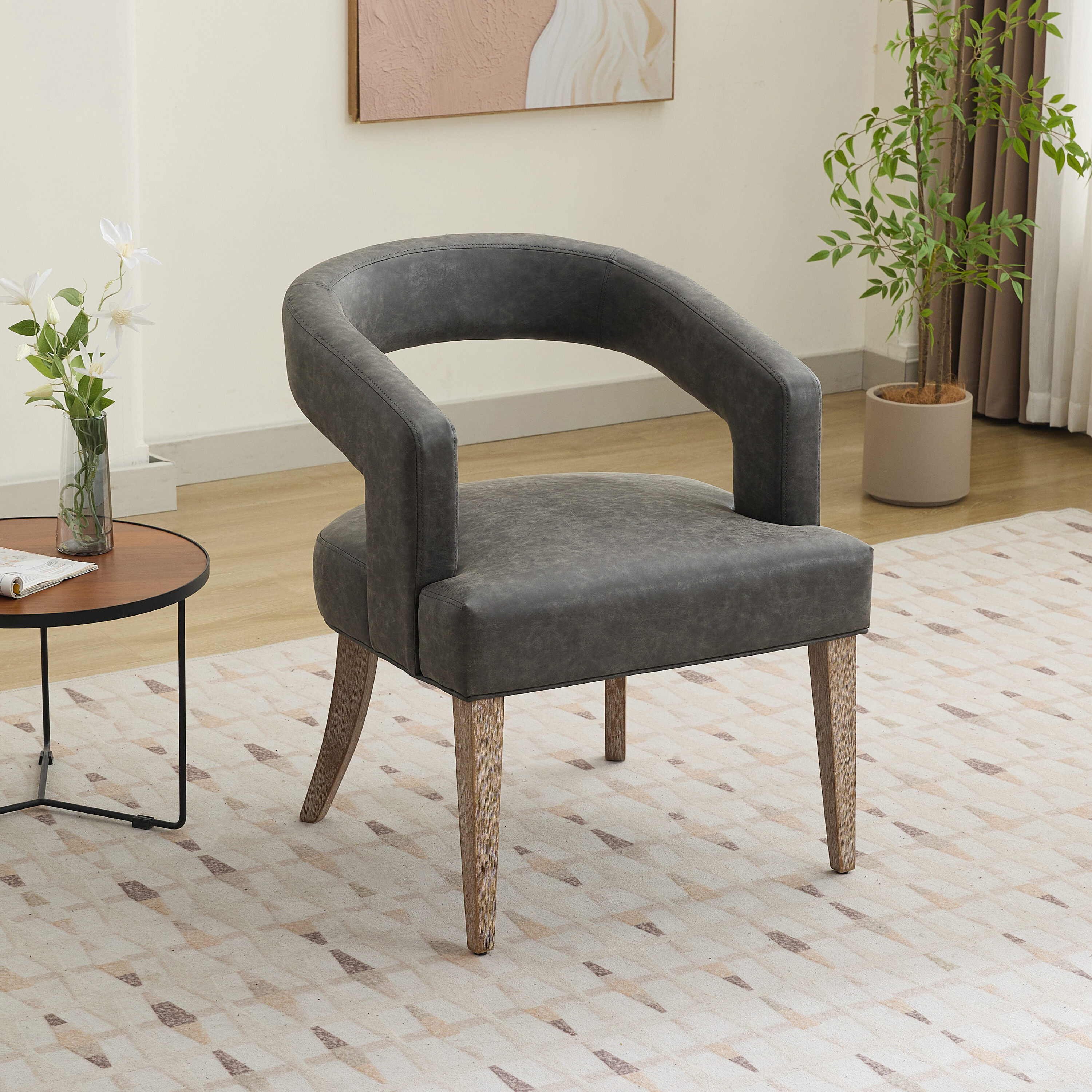 Hrinhom HC-S2007-GRAY Modern GRAY Faux leather Accent Chair