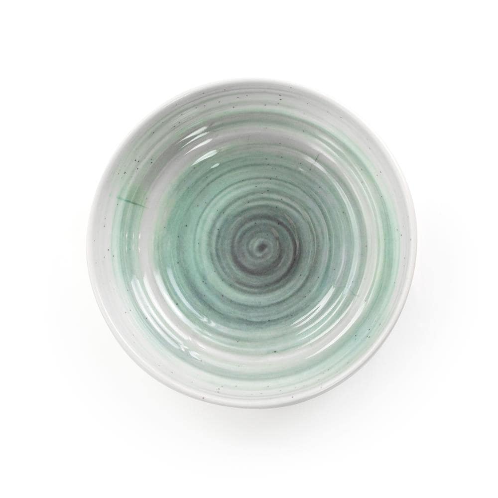 White and Light Blue Melamine Outdoor Dinnerware Set, Service for 4