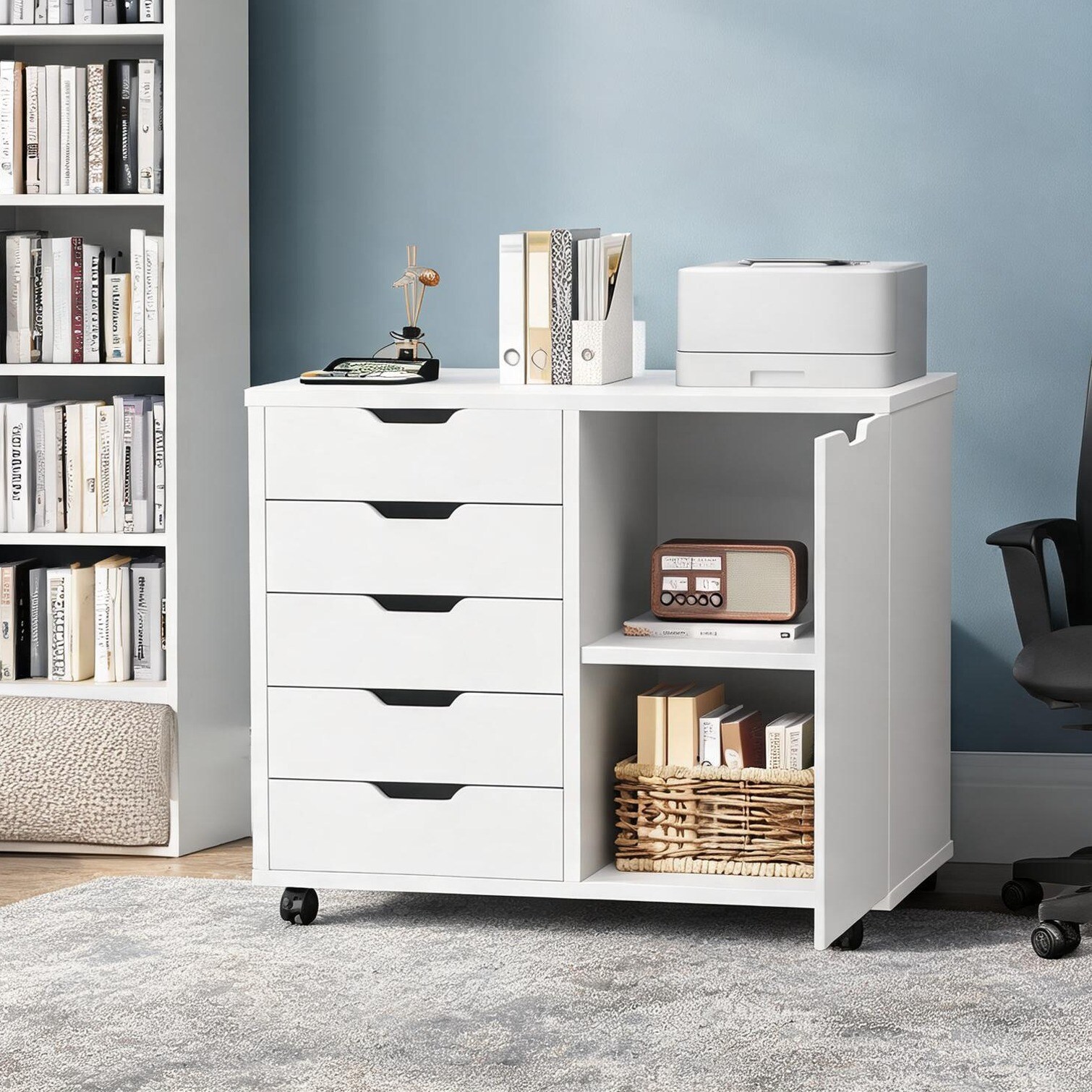 SunJet Cabinet with 30.7 x 15.7 x 25.2 in and Storage Drawers Shelving Home Office