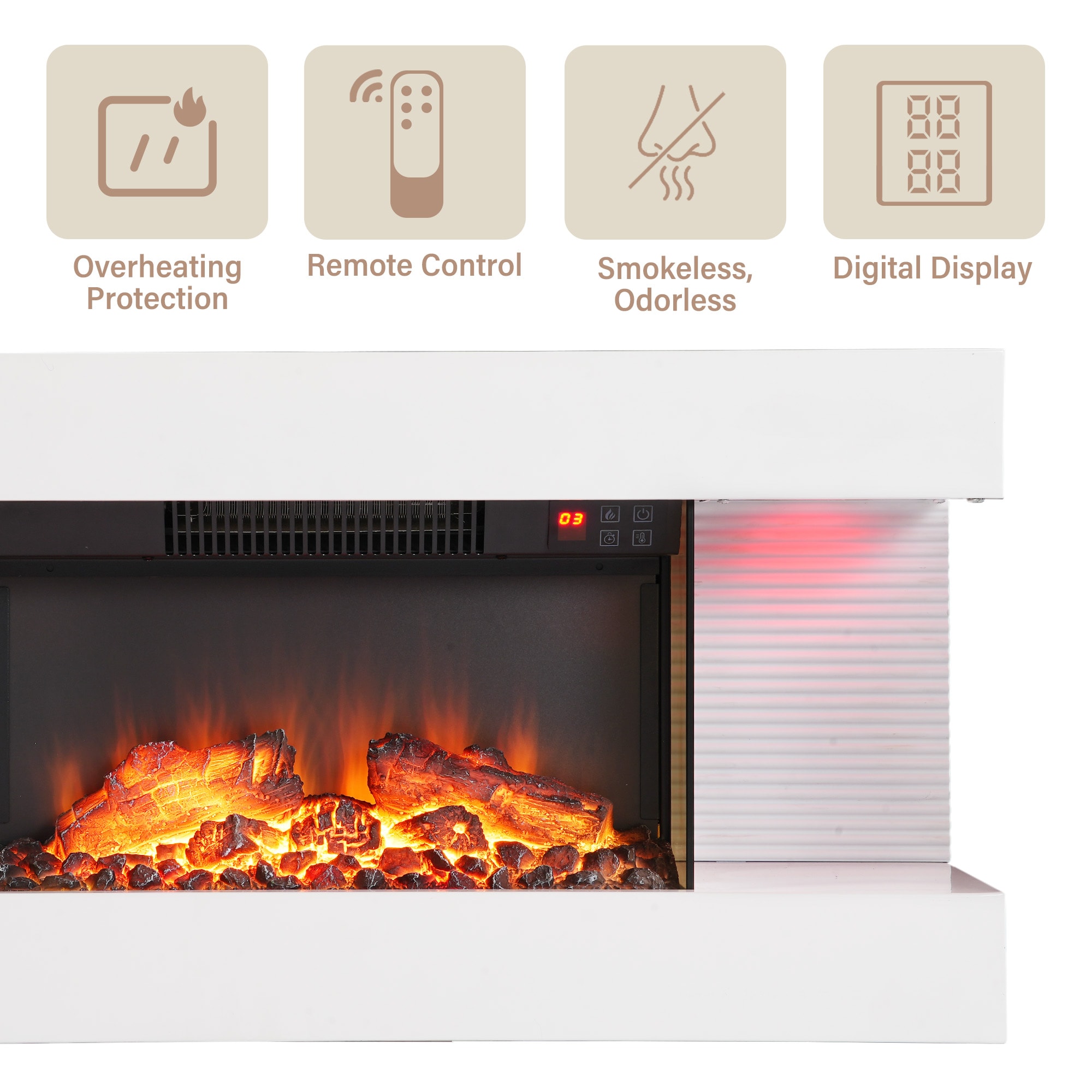 Clihome CL-WMTVS015-WHI-F018 Electric-Fireplaces - View #9