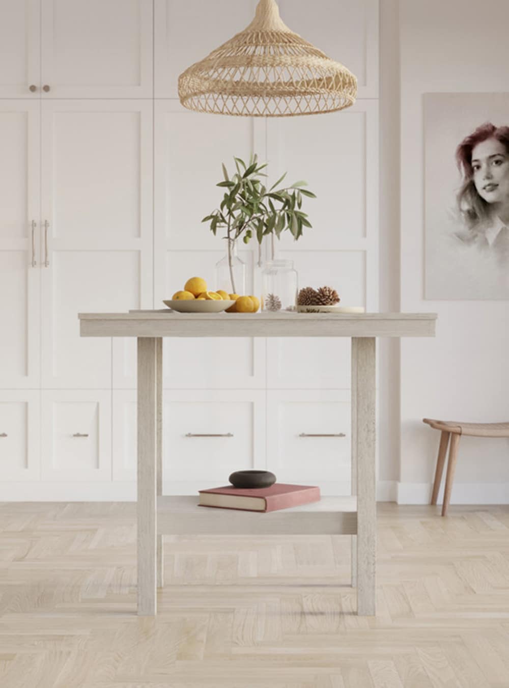 Home Design Antique Gray Transitional MDF Counter Table, with Antique Gray Finish and Wood 40-in L x 36-in H