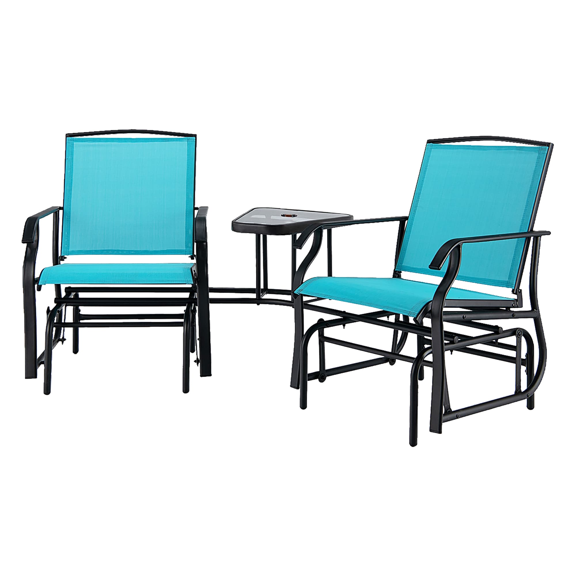 WELLFOR TDJ10188TU 3 -Piece Patio Conversation Set with Blue
