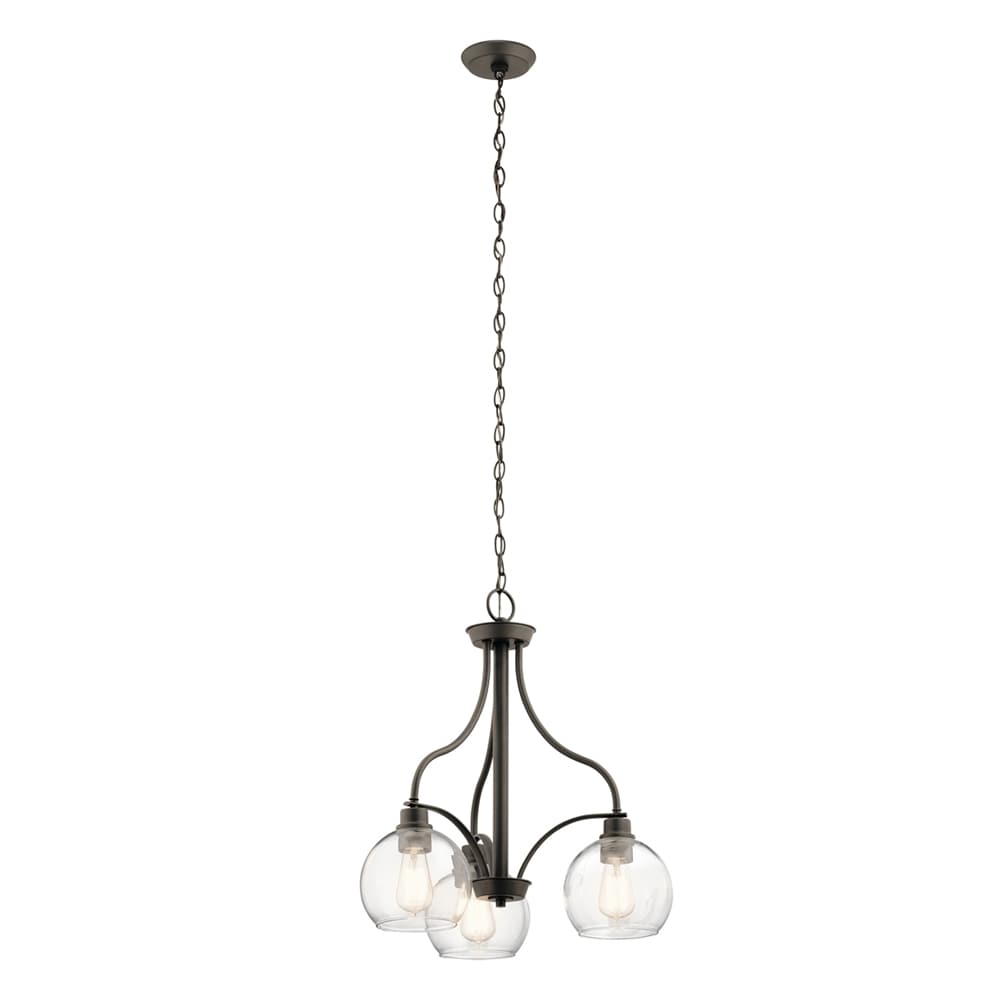 Kichler 44063OZ Harmony 3 -Light Antique Bronze Transitional For Use in Bedrooms, Dining Rooms, Foyers, Kitchens, Living Rooms Chandelier