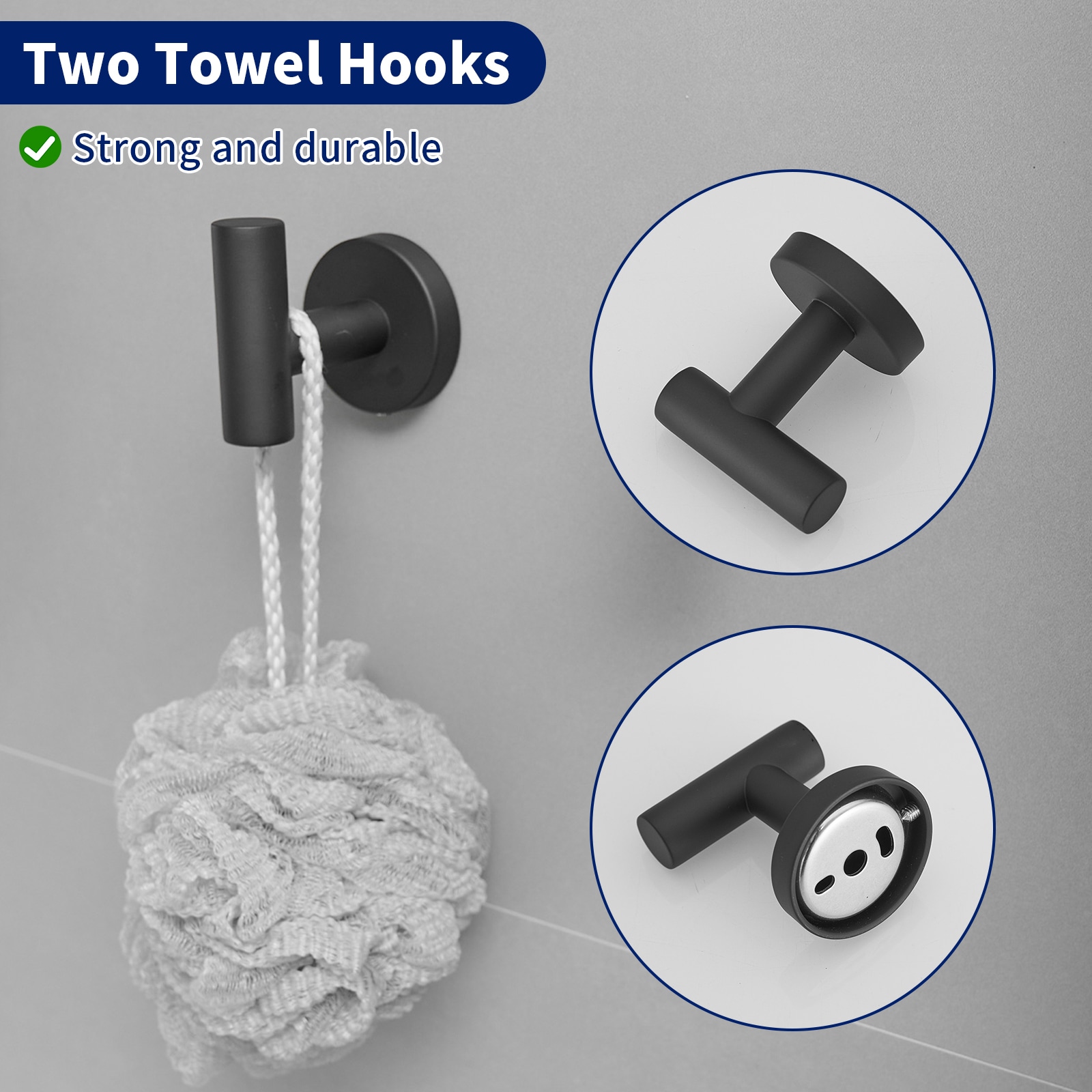 Matte Black Stainless Steel 4-Piece Bathroom Hardware Set
