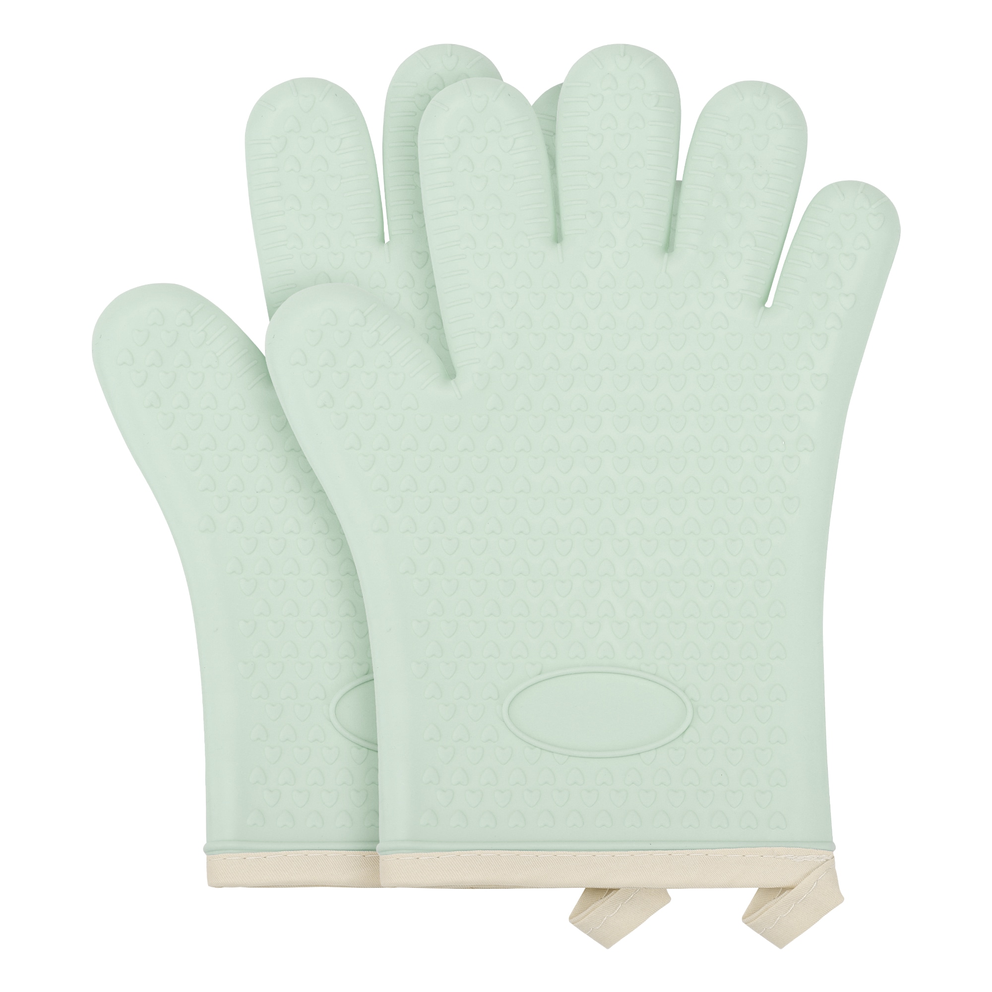Unique Bargains Silicone Oven Mitts Heat Resistant and Waterproof Cooking Gloves Flexible Gripping for Baking Kitchen Mitts Set of 2 10.8x8.1inch Green