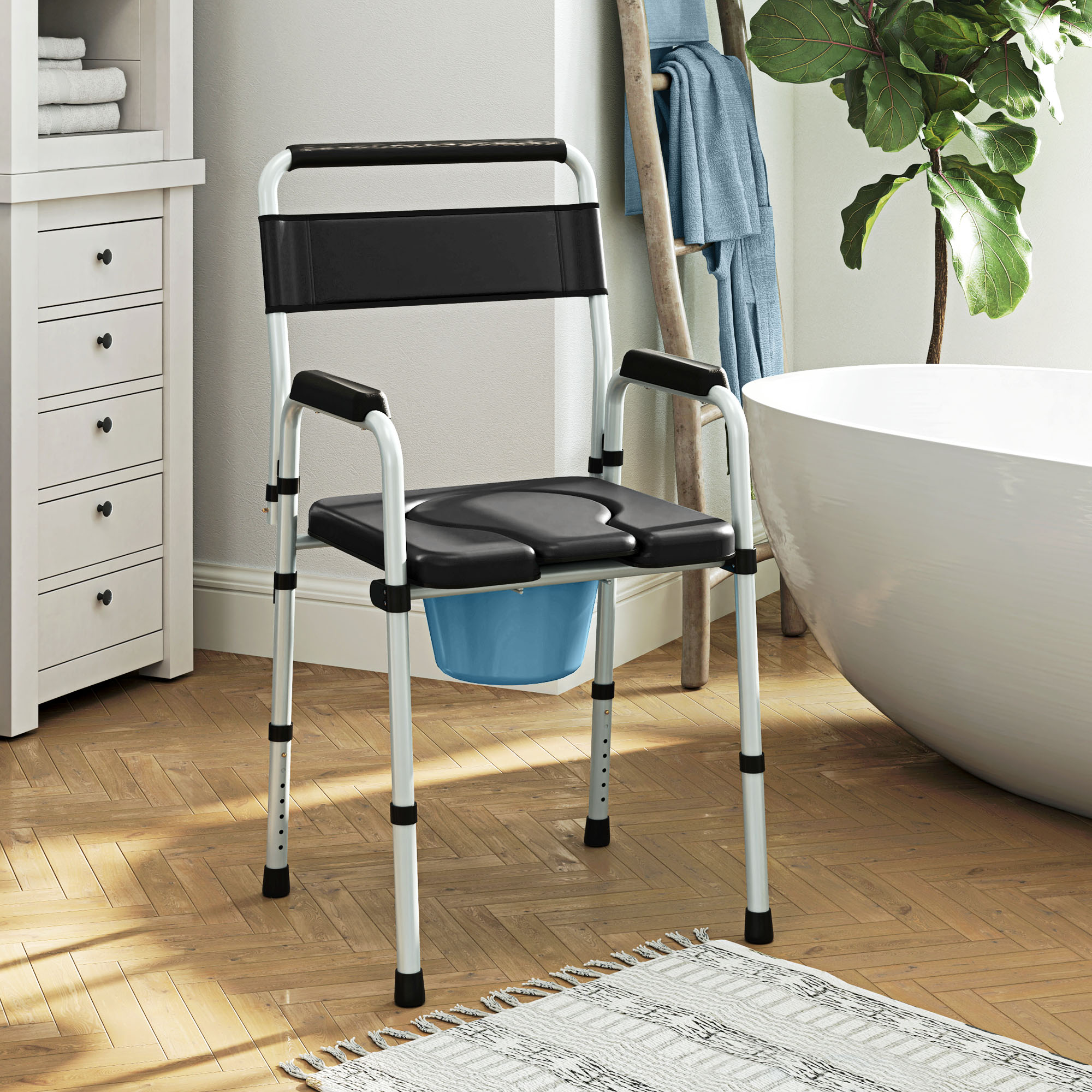 HomCom 713-188V00BK Bedside-Commodes - View #2