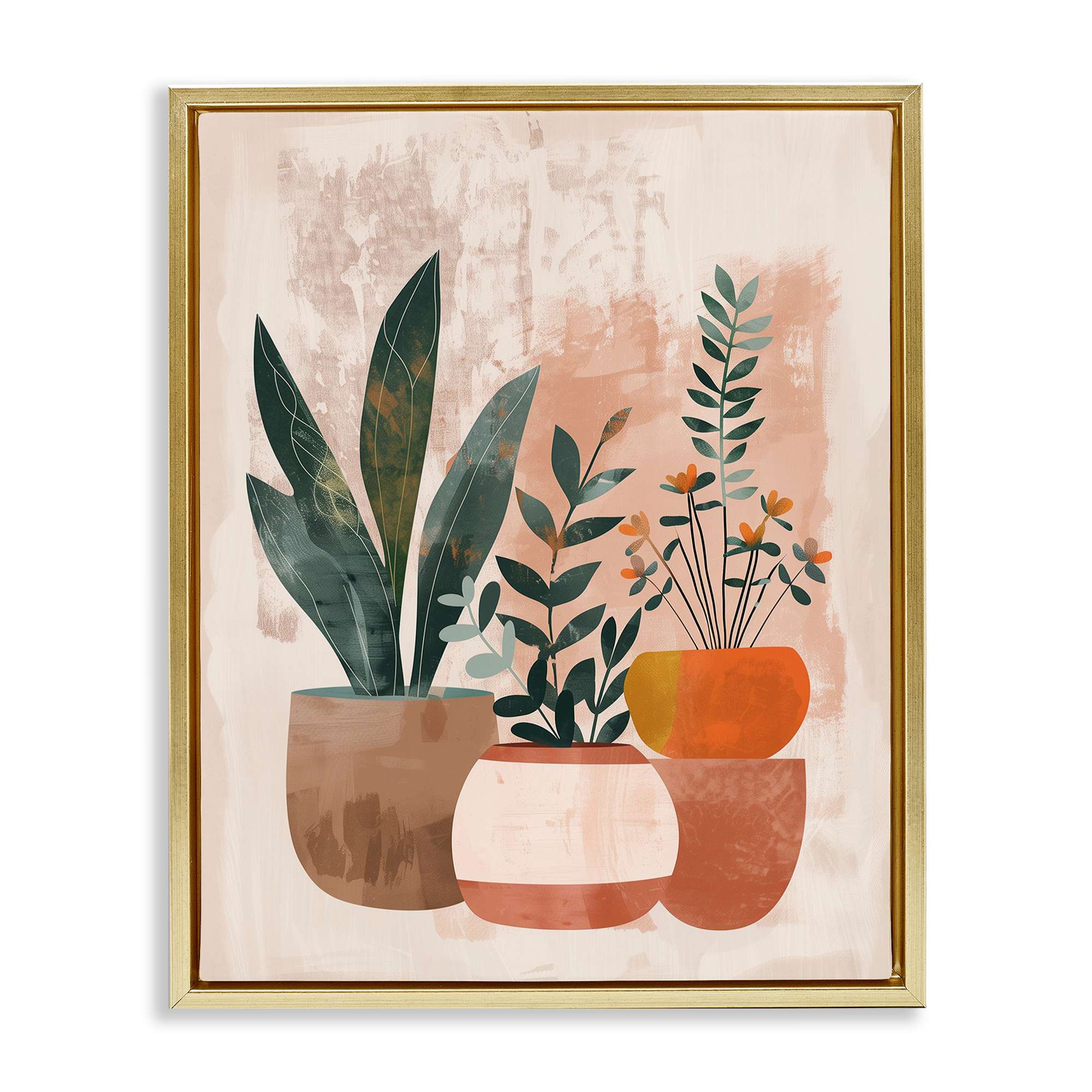 Stupell Industries BT-900-FFG-16X20 Earthy Boho Potted Plants Floating Frame design by LSR Creative Studio