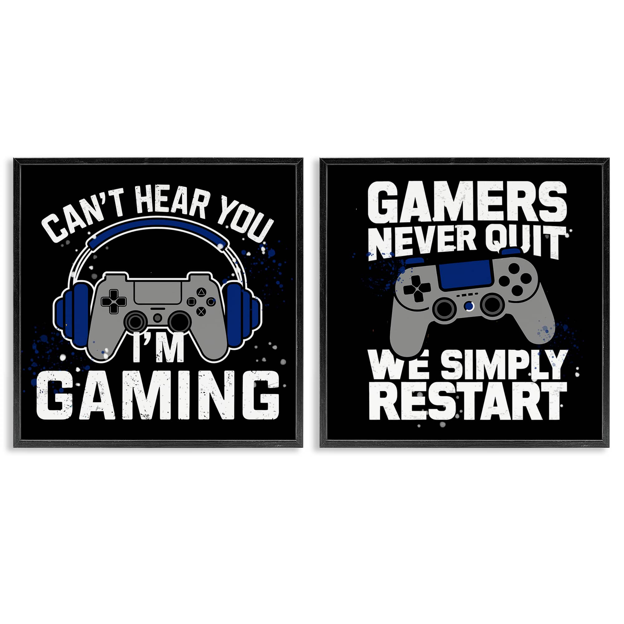 Stupell Industries B2-803-FR-2PC-17X17 Hardcore Gamer Expressions 2pc Framed Giclee Set design by Kim Allen