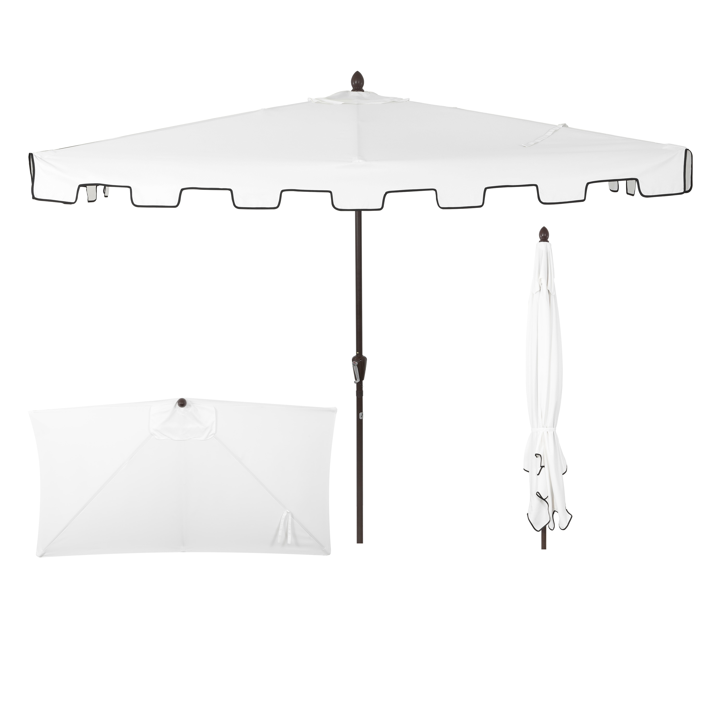 JONATHAN  Y UMB1200D 8.75-ft Aluminum White Crank Market Patio Umbrella