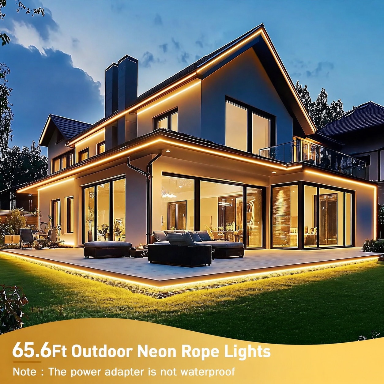 IUEST LED Neon Lights 24V Warm White Dimmable Rope Lights 65.6ft ...