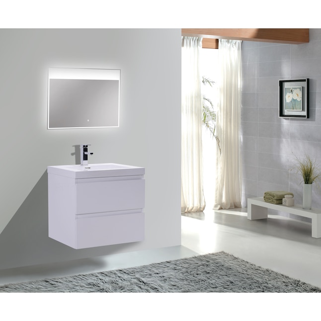 Moreno Bath Bohemia 24 In Glossy White Single Sink Bathroom Vanity With Pure Acrylic Top The Vanities Tops Department At Com - Reinforced Acrylic Composite Bathroom Sink