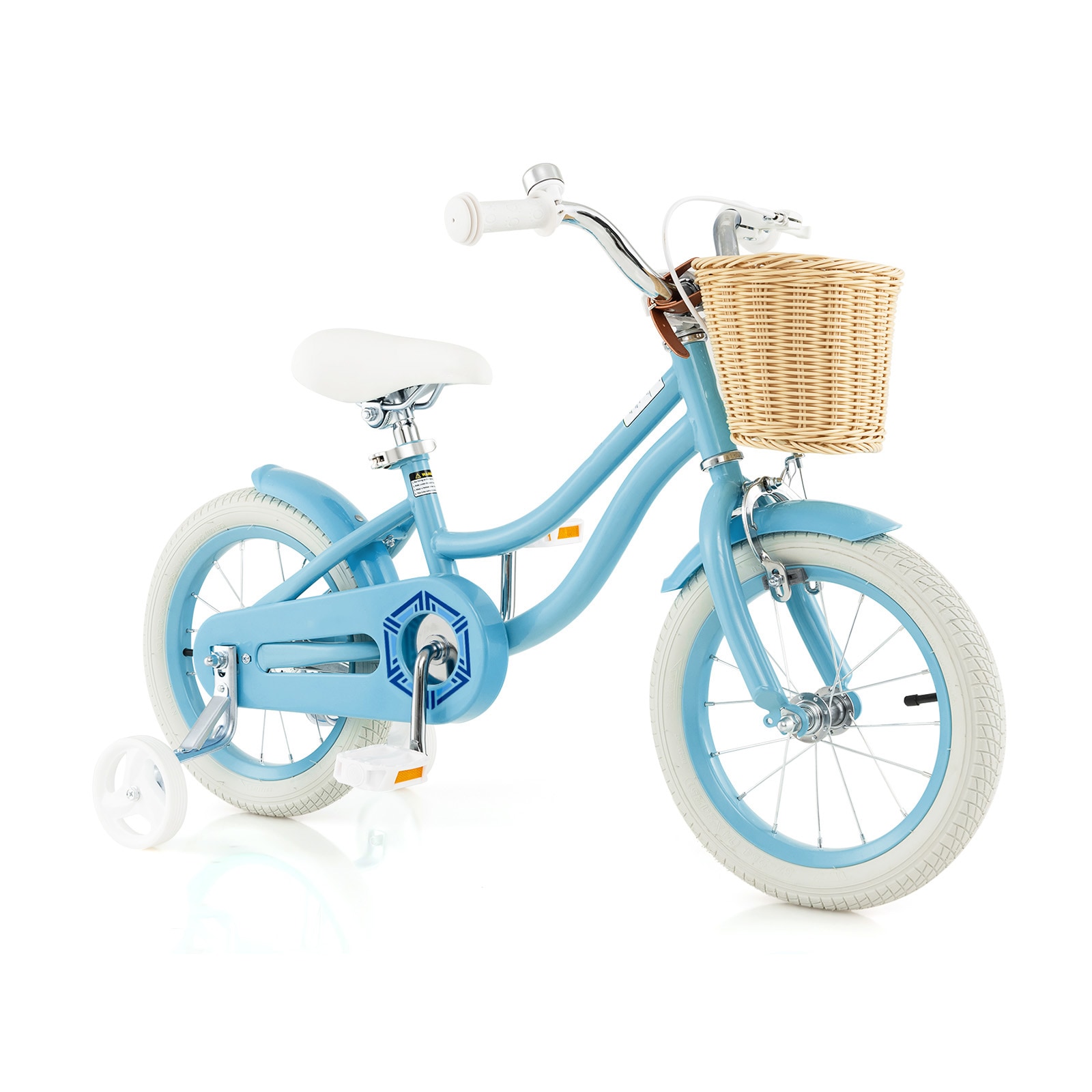 Slickblue 14 Inch Boys Girls Bicycle with Training Wheels Kids Bike with Coaster Brake and Chain Guard for Ages 3-5 Multiple Color Options