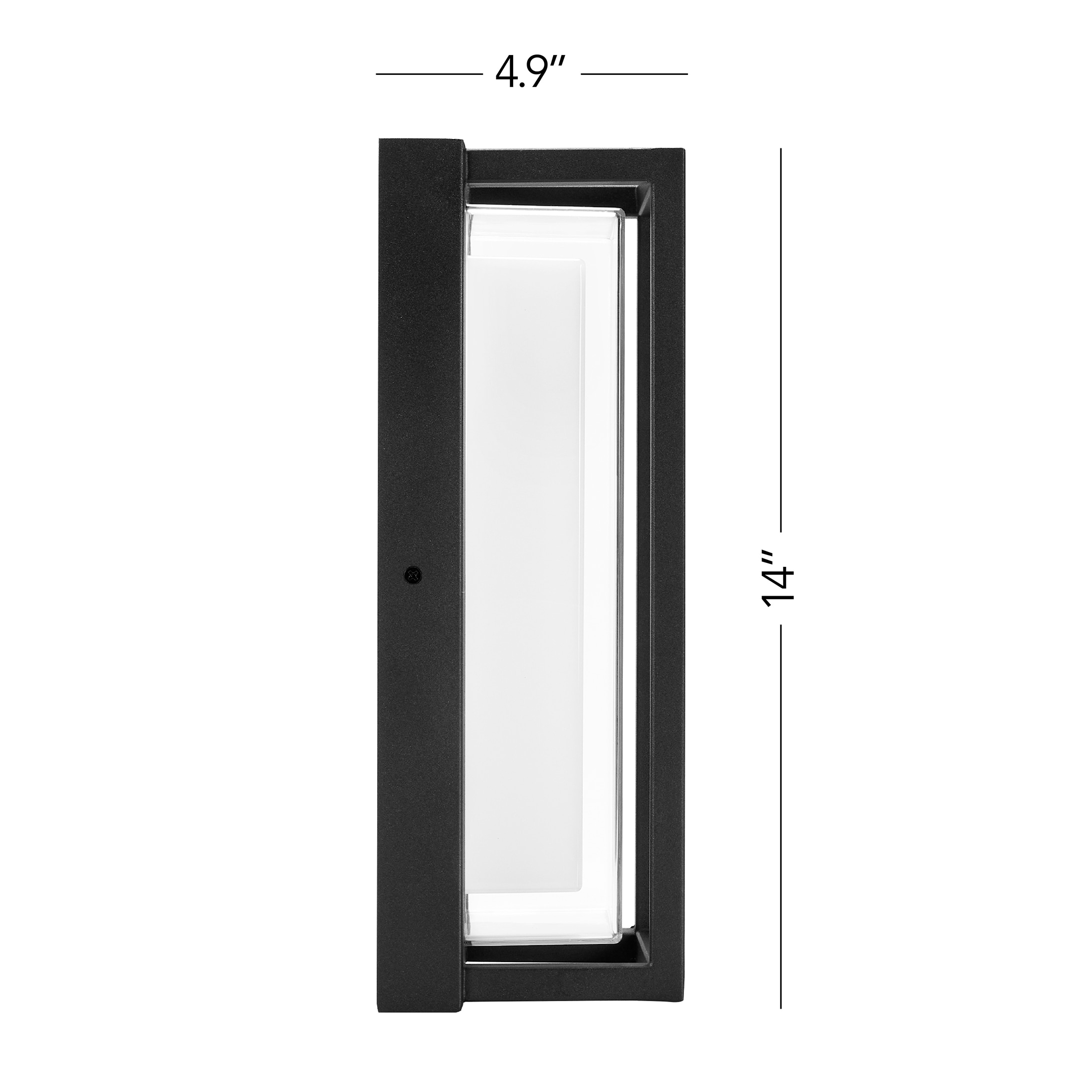 Black Matte Rectangular LED Outdoor Wall Sconce with Frosted Glass