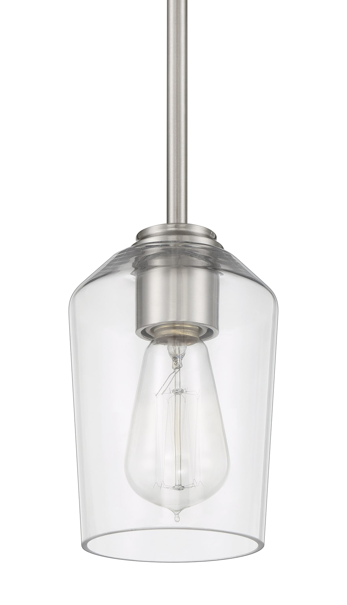Shayna Clear Glass Mini Pendant Light with Polished Nickel Finish
