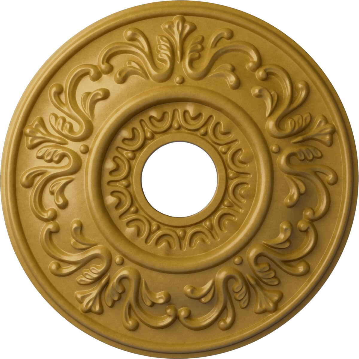 Ekena Millwork CM18VLIGS Valletta 18-in W x 18-in L Painted Iridescent Gold Polyurethane Whole Ceiling Medallion