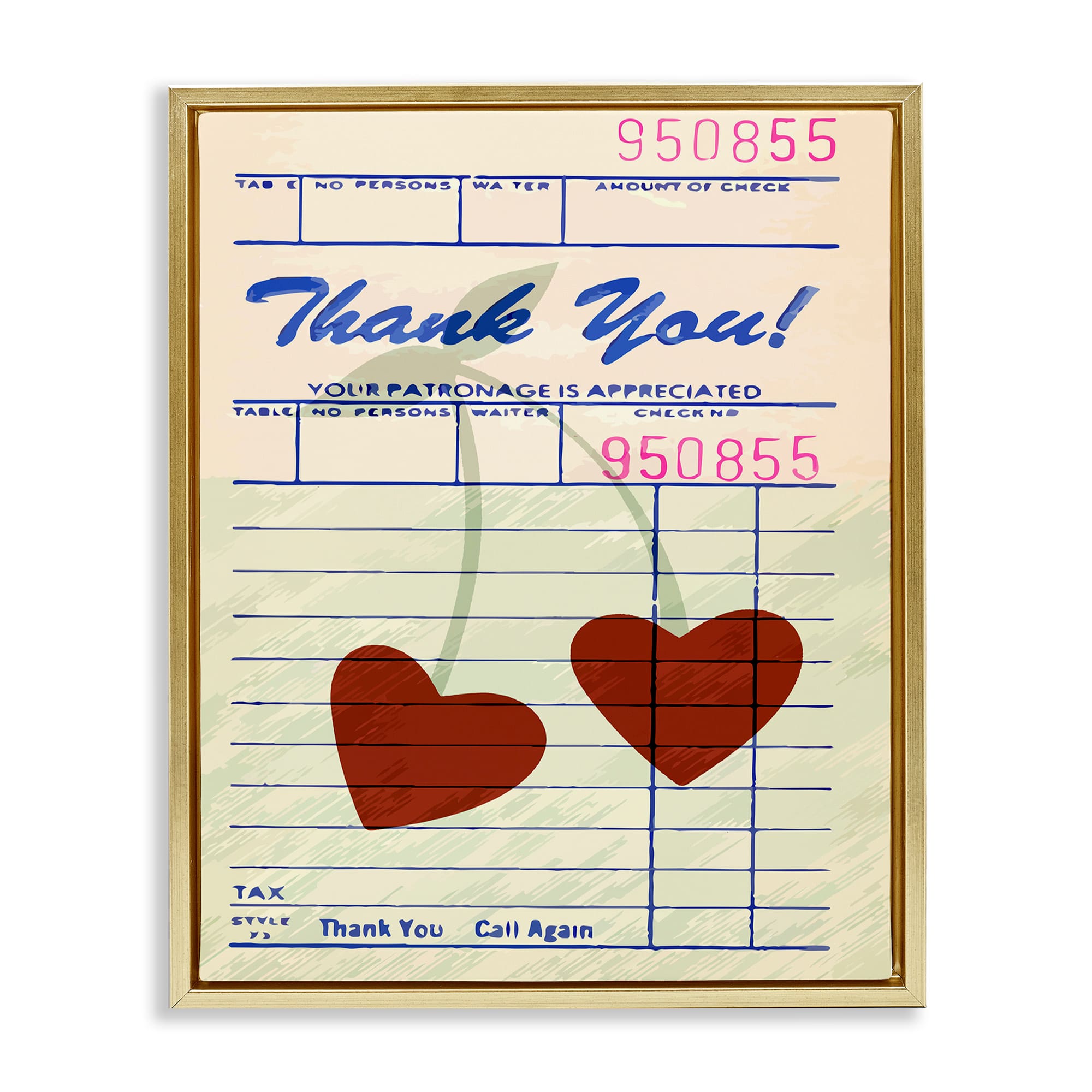 Stupell Industries BT-111-FFG-16X20 Cherries on Restaurant Check Gold Framed Floater Canvas Wall Art By Lil Rue 17 x 21