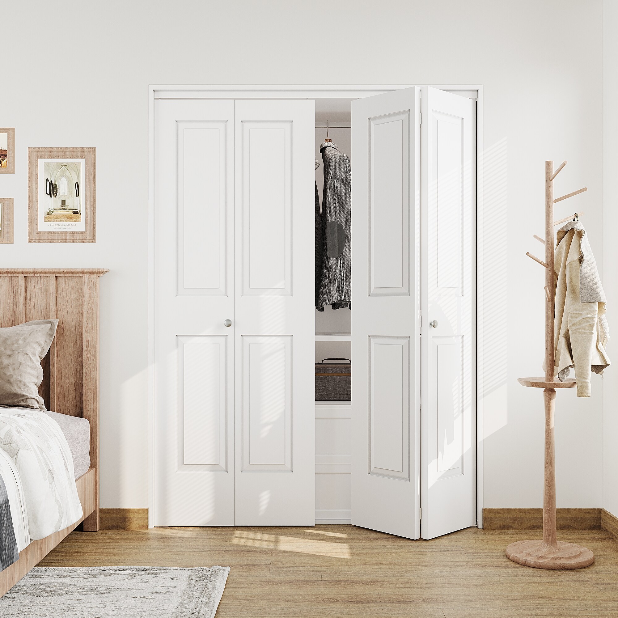 HYALON 4 Paneled Bi-Fold Doors Tempered Folding Door Solid MDF Closet