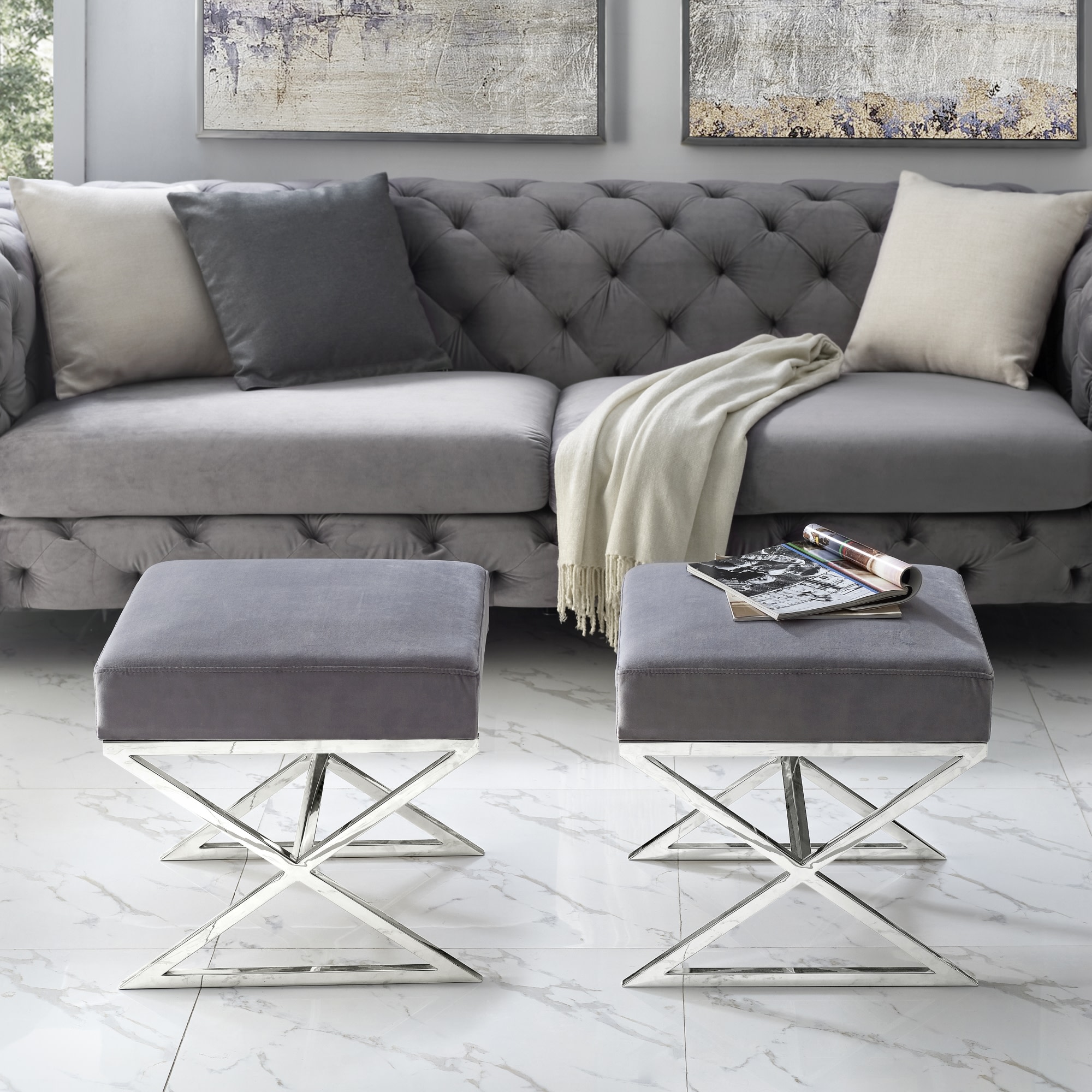 Inspired Home ON67-02GR-LS Indoor-Ottomans - View #2