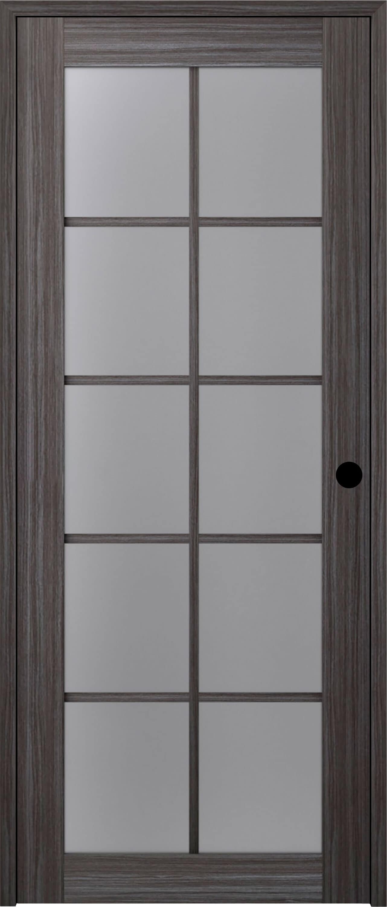 Belldinni 150424 32-in x 80-in Gray Oak Solid core 1-panel Frosted glass Left hand Textured Prefinished Pine Wood Flat Jamb Single Prehung Interior Door