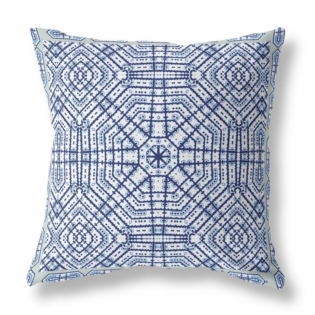 HomeRoots 4000414996 18” Navy White Geostar Indoor Outdoor Throw Pillow