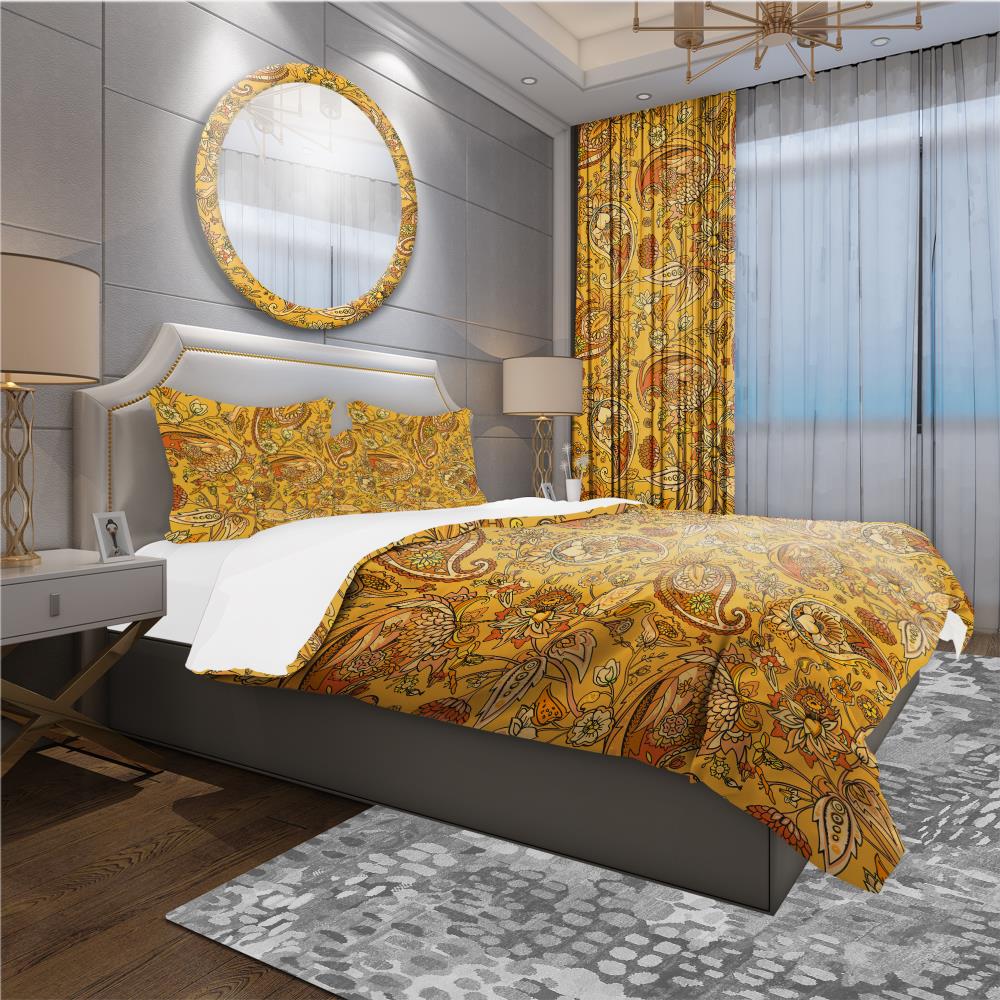 Designart BED18760-T 3 -Piece Orange Twin Duvet cover Set