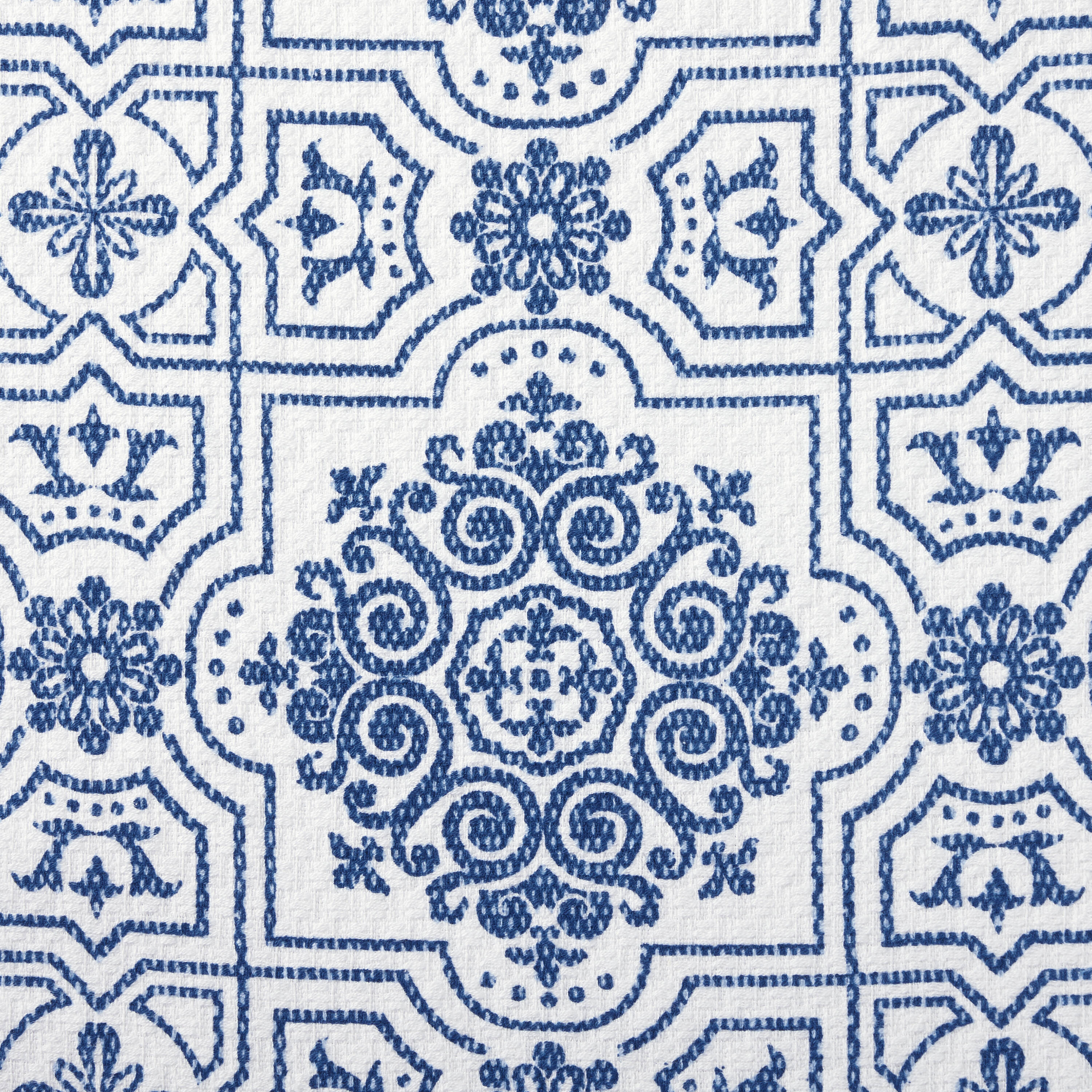 MARTHA STEWART FLORAL VINE KITCHEN TOWELS - SET OF 2 NAVY BLUE/BEIGE/WHITE