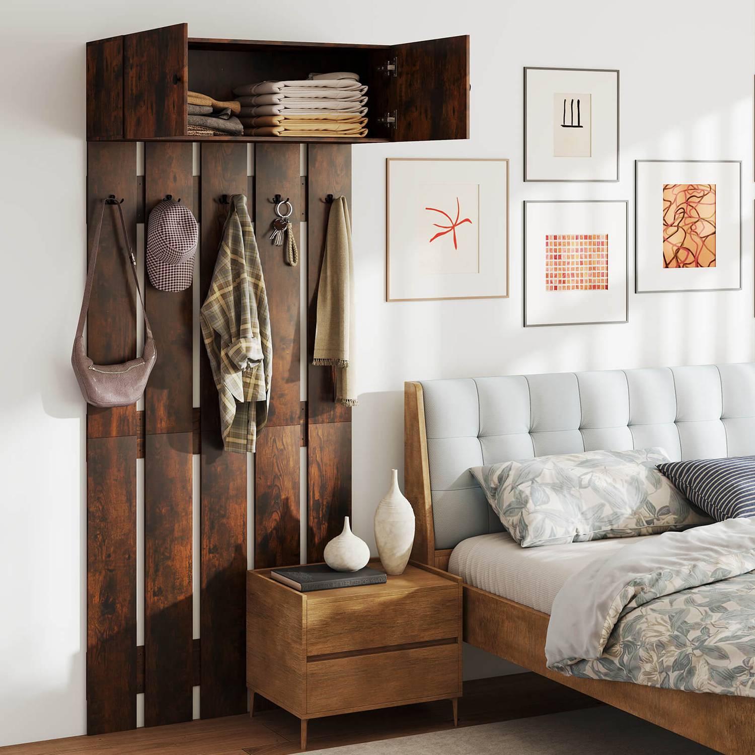 Costway Wall Mounted Entryway Wall Coat Rack with 5 Double Hooks and 2 ...